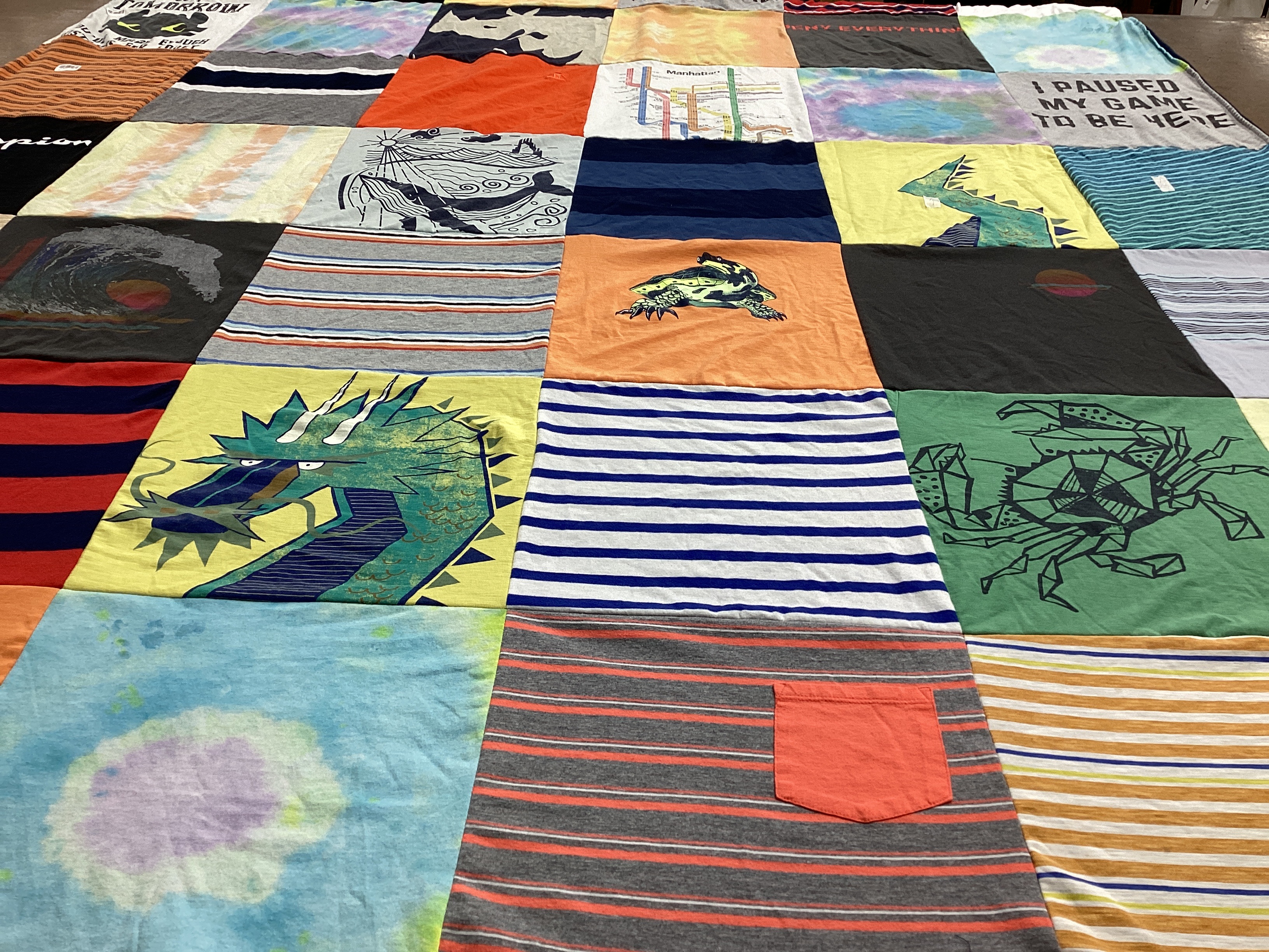 T-shirt quilt with gaming themes by Sharna from MD