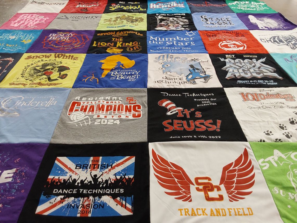 T-shirt quilt featuring seton catholic volleyball team by Kara from IN