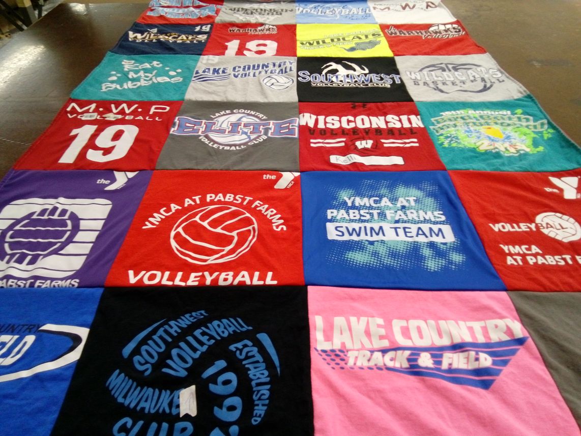 T-shirt quilt featuring southwest volleyball club by Mary Lyn from WI