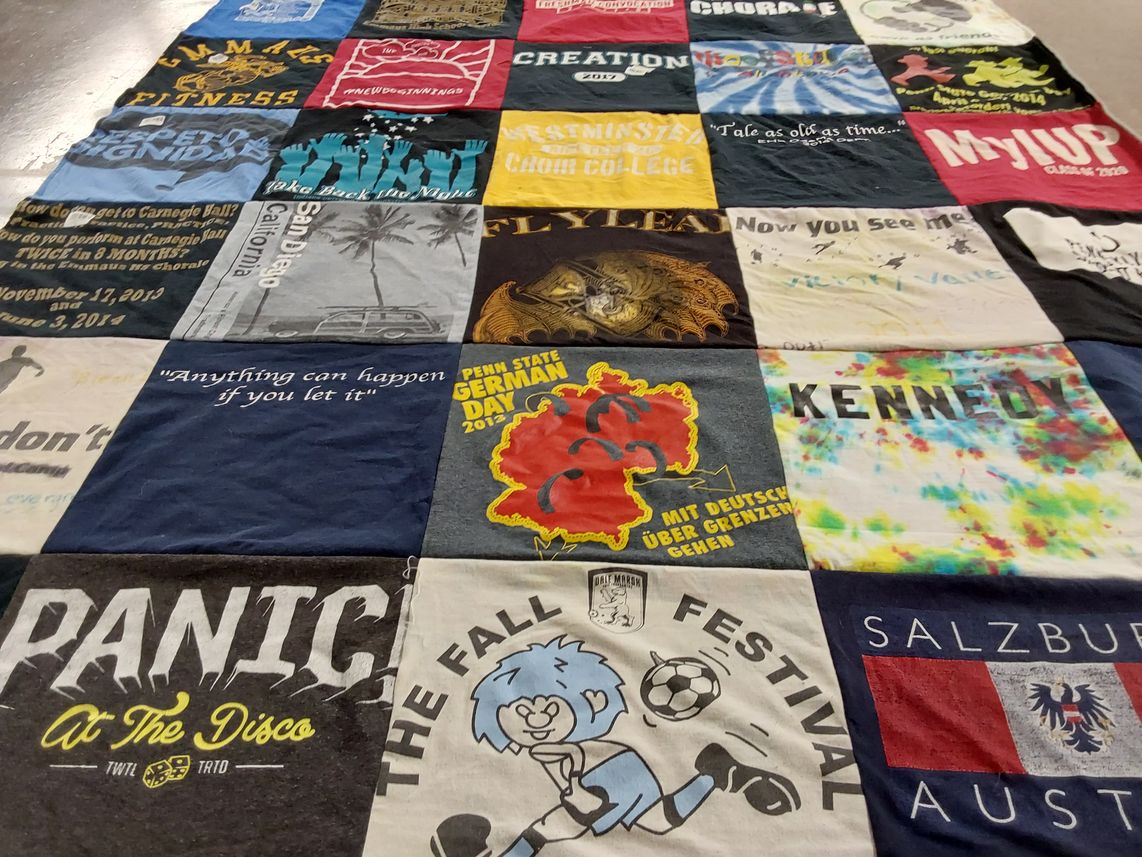 T-shirt quilt from penn state university, lyle university by Karl from PA