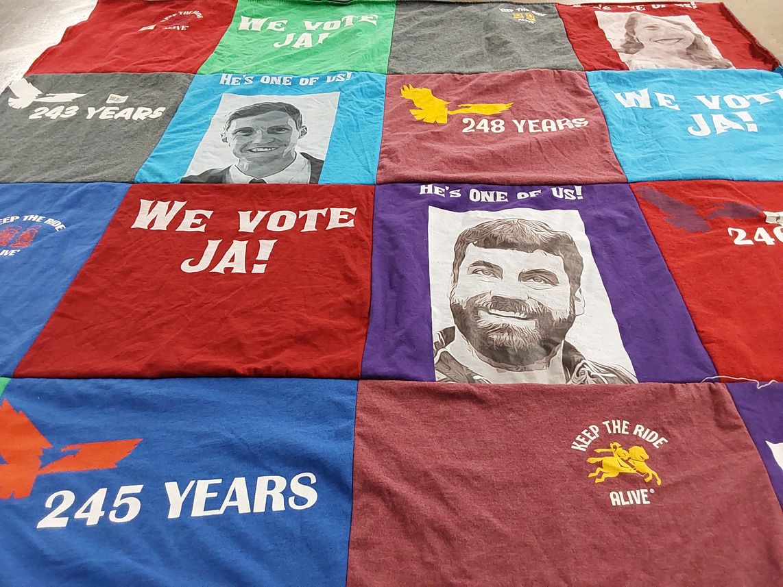 T-shirt quilt with politics, community engagement themes by Patrick from IL