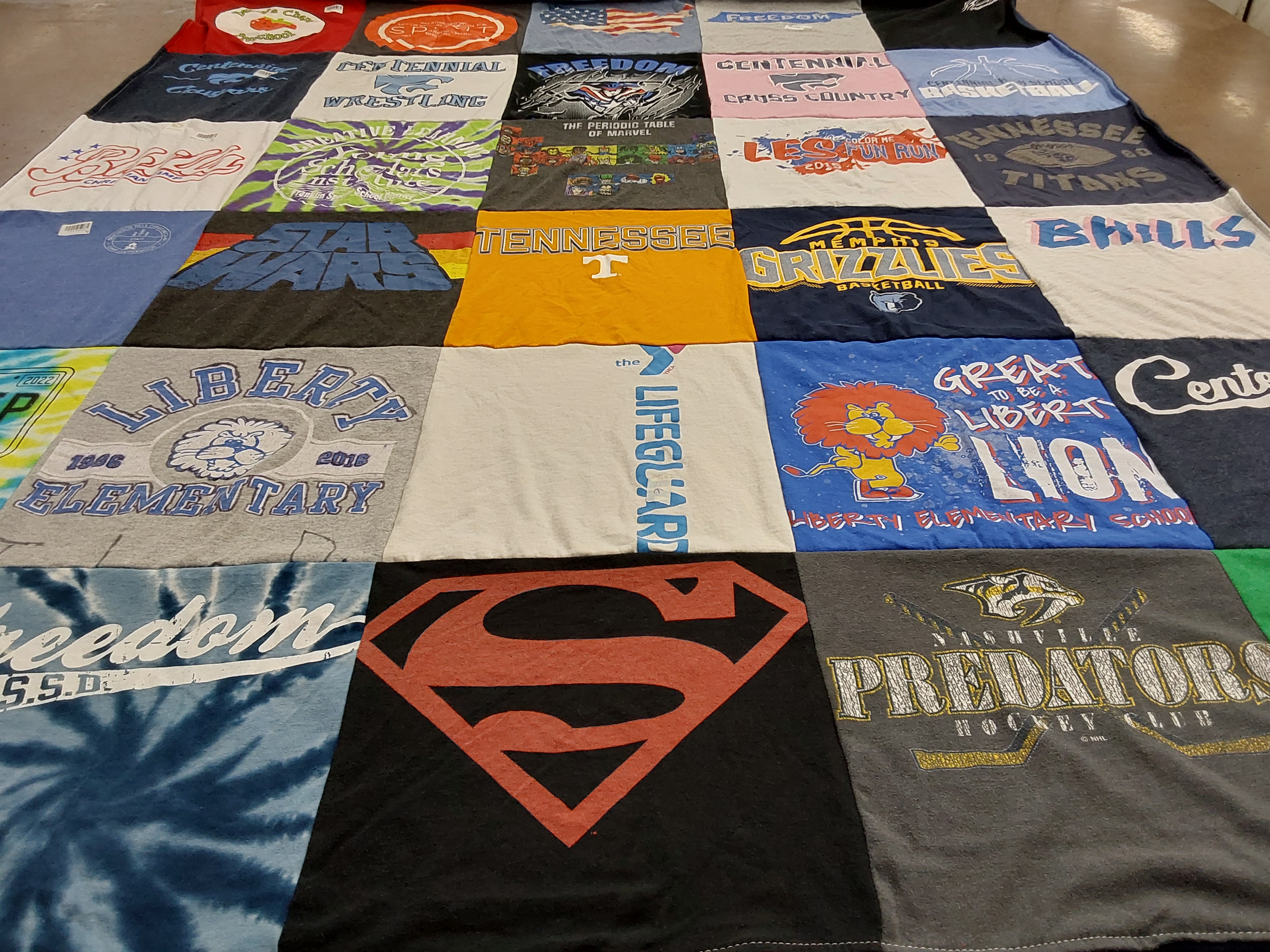 T-shirt quilt featuring nashville predators, memphis grizzlies by Jennifer from TN