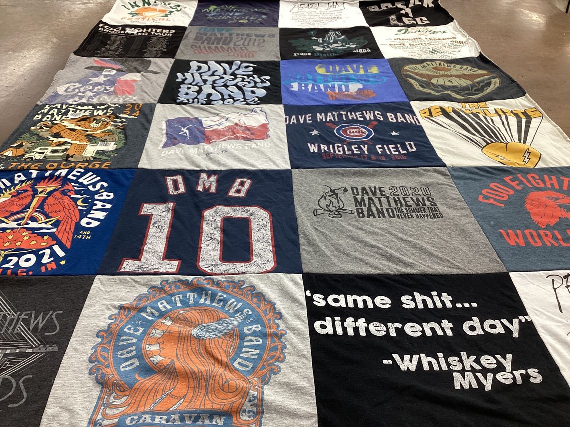 T-shirt quilt with music, concerts themes by Kerry from OK