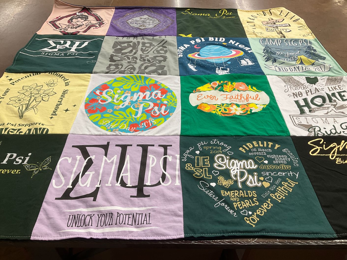 T-shirt quilt with sisterhood, support themes by Katherine from OH