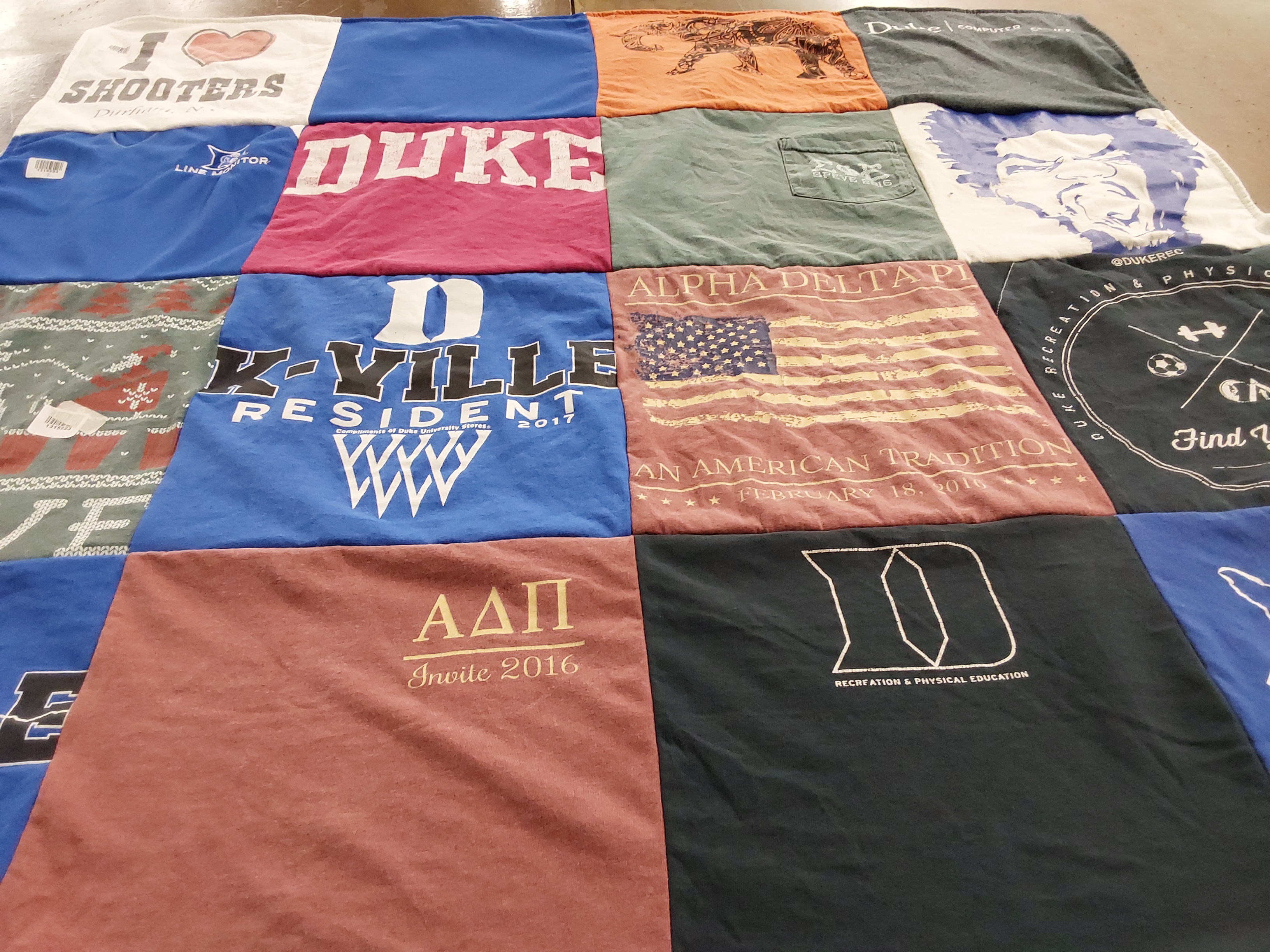 T-shirt quilt from duke university by Diane from WA