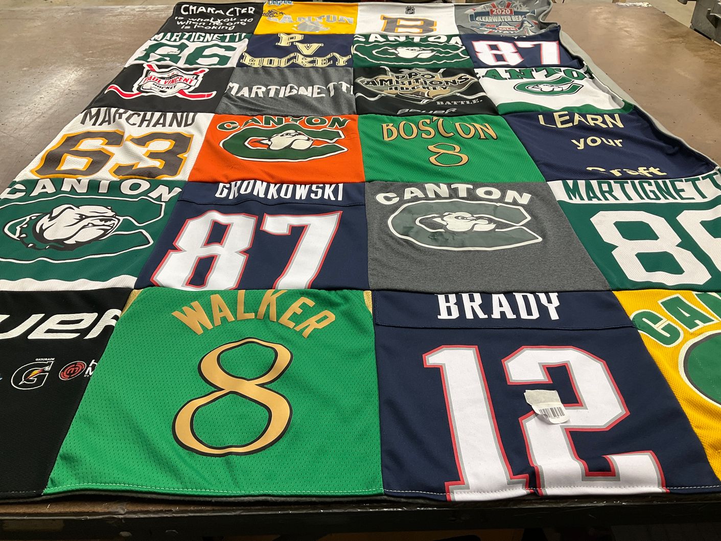 T-shirt quilt featuring canton high school hockey by Carrie from MA
