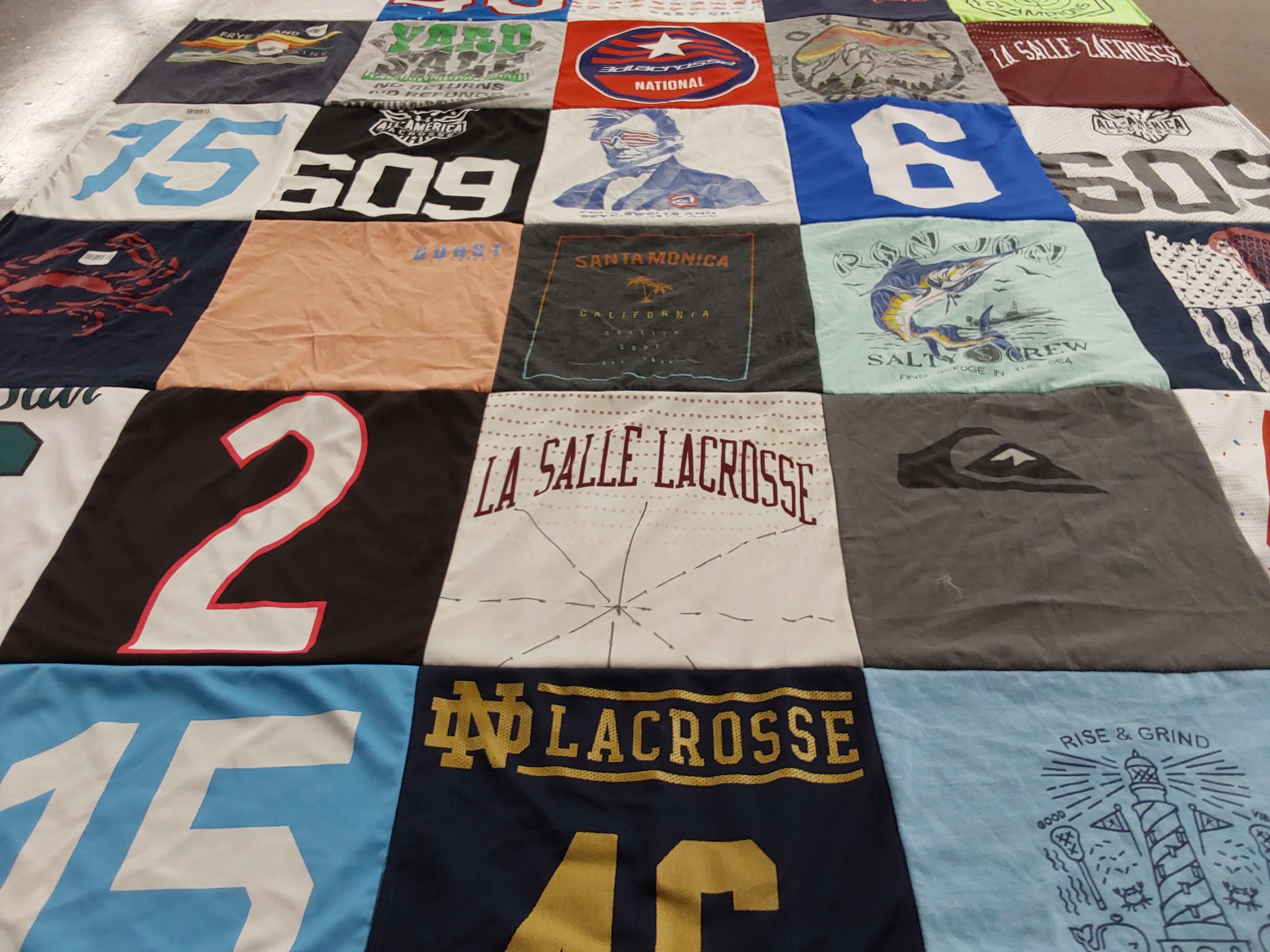 T-shirt quilt featuring la salle lacrosse by Carin from RI