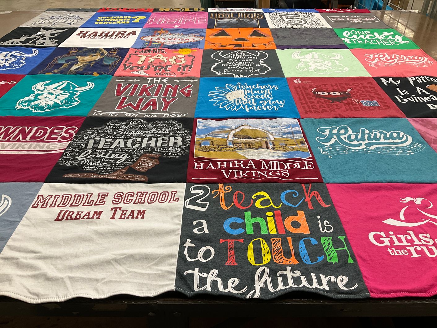 T-shirt quilt featuring hahia middle vikings by Courtney from GA