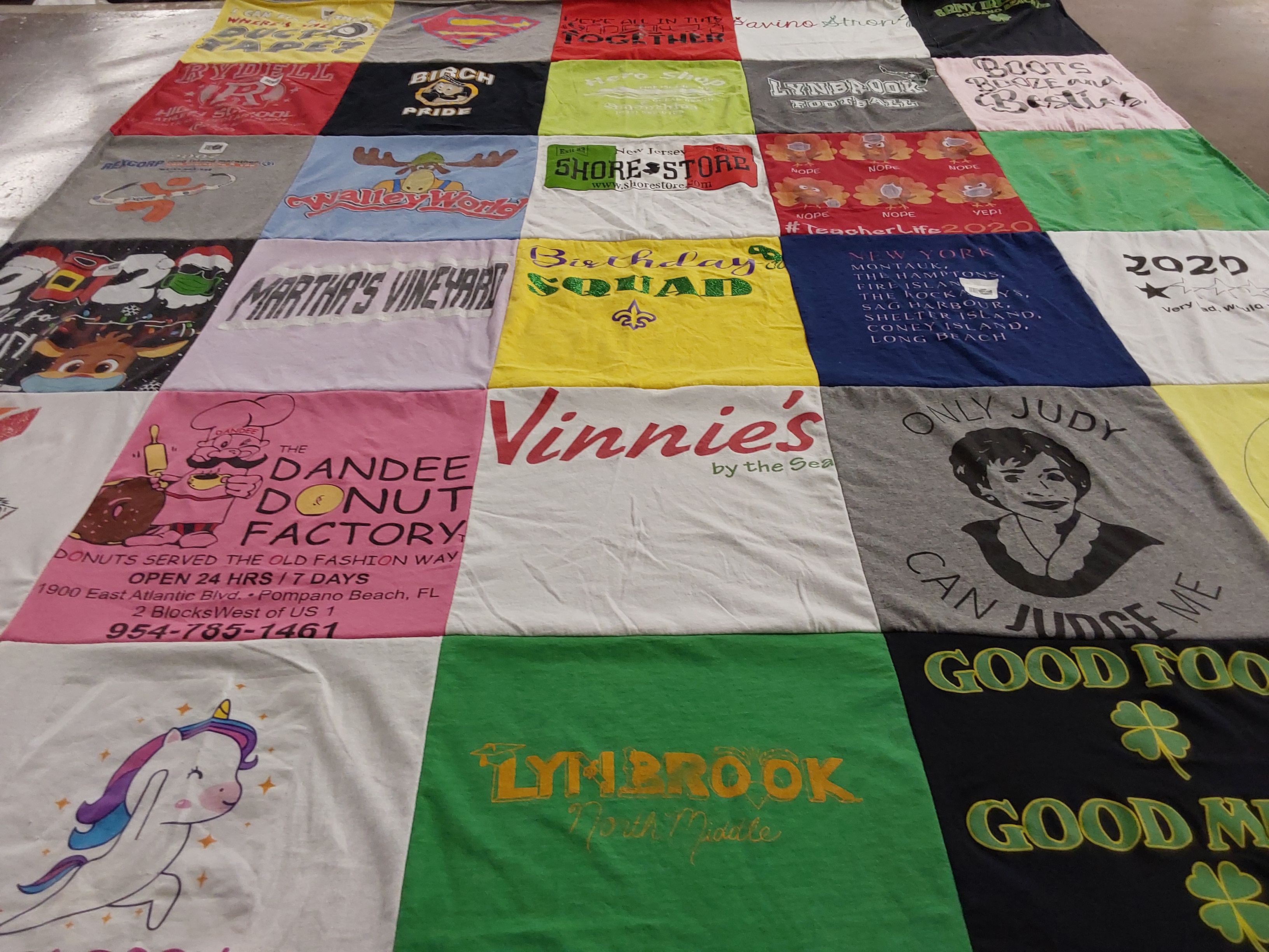 T-shirt quilt from lynbrook high school by Kathy from NY