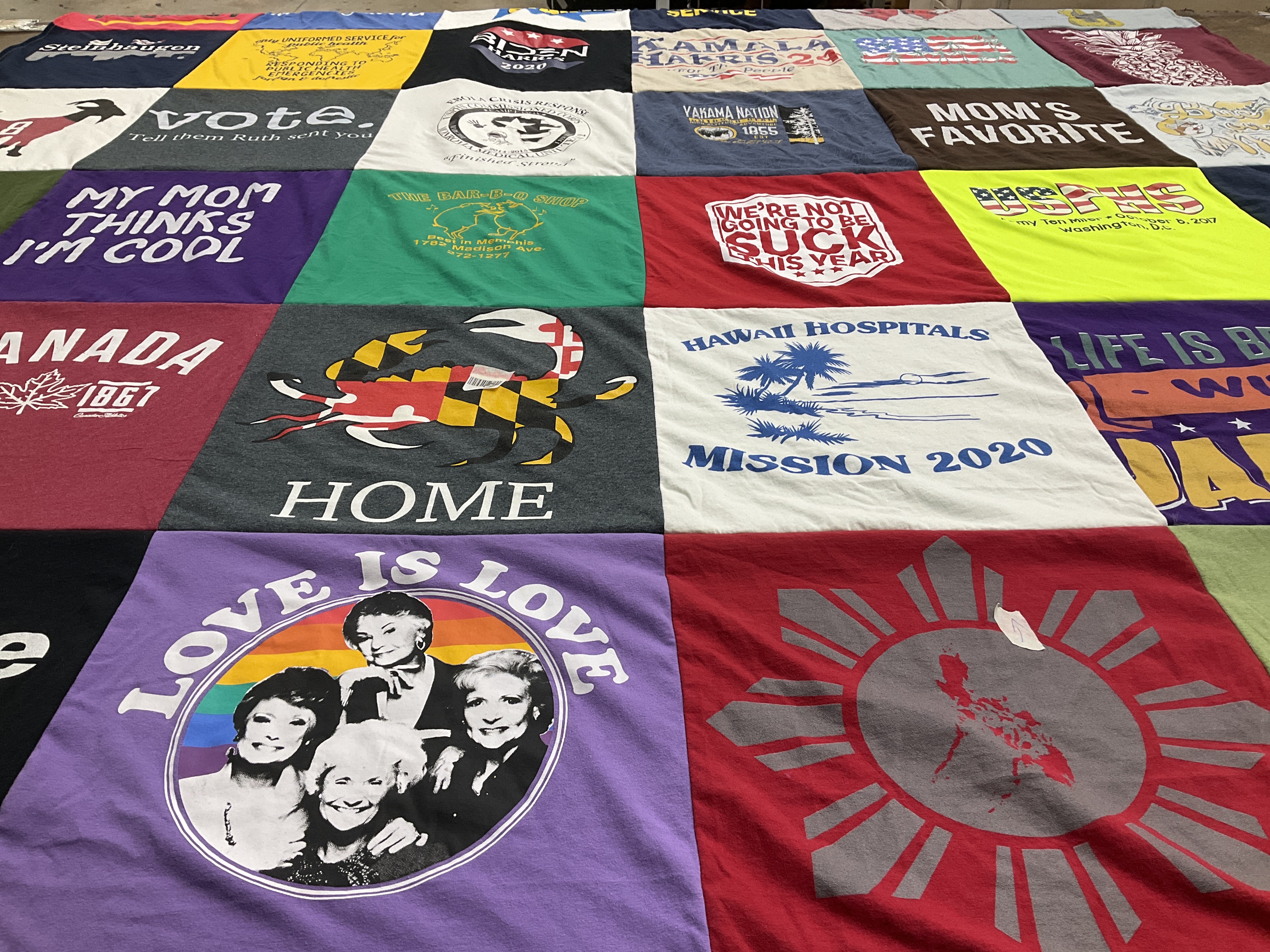T-shirt quilt with voting, family themes by David from MD