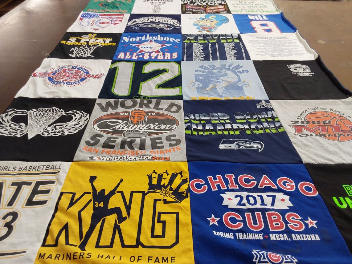 T-shirt quilt featuring seattle seahawks, chicago cubs by WILLIAM from WA