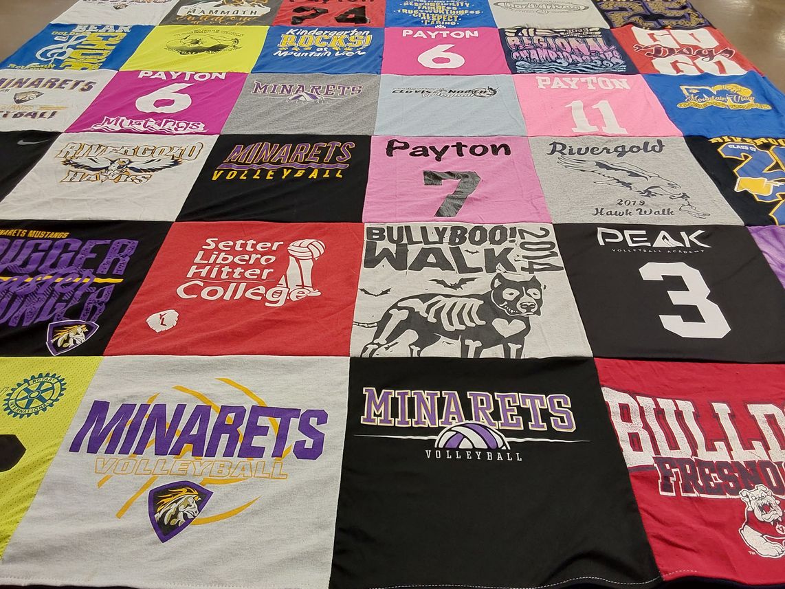T-shirt quilt featuring minarets volleyball, bulldogs fresno by robin from CA