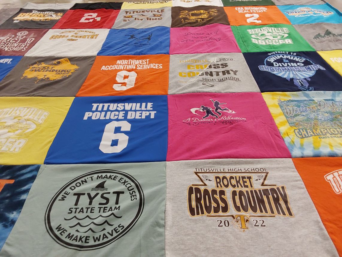 T-shirt quilt featuring rocket cross country, titusville high school cross country by Julie from PA