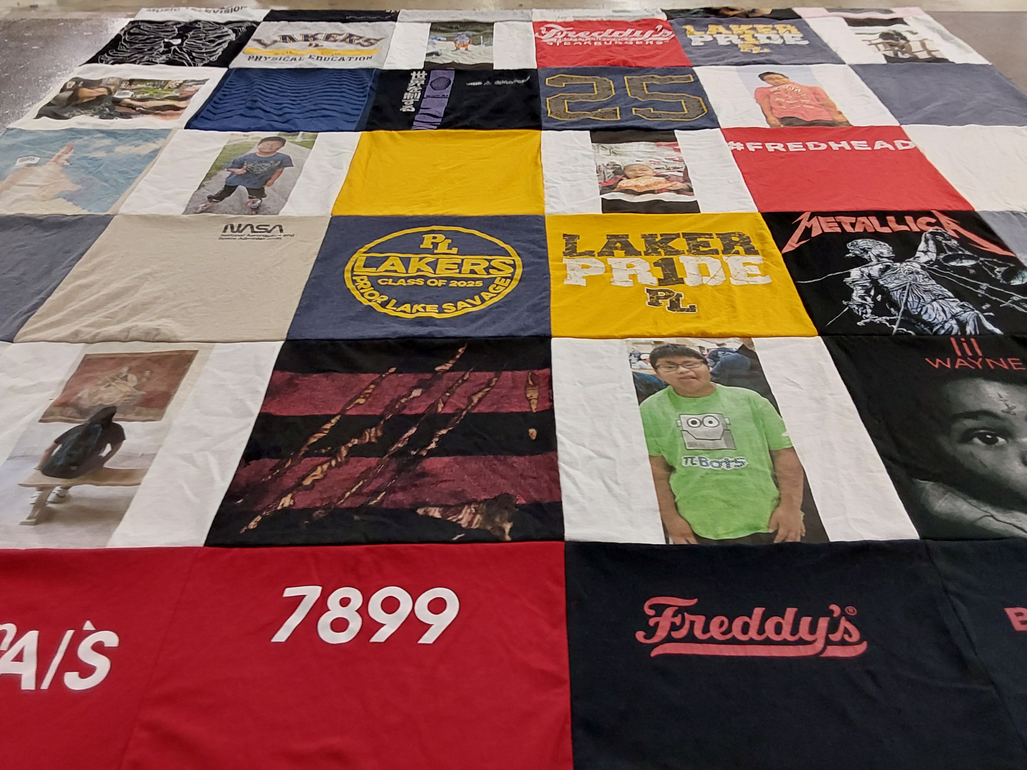 T-shirt quilt featuring providence lake high school lakers by Jennifer from MN