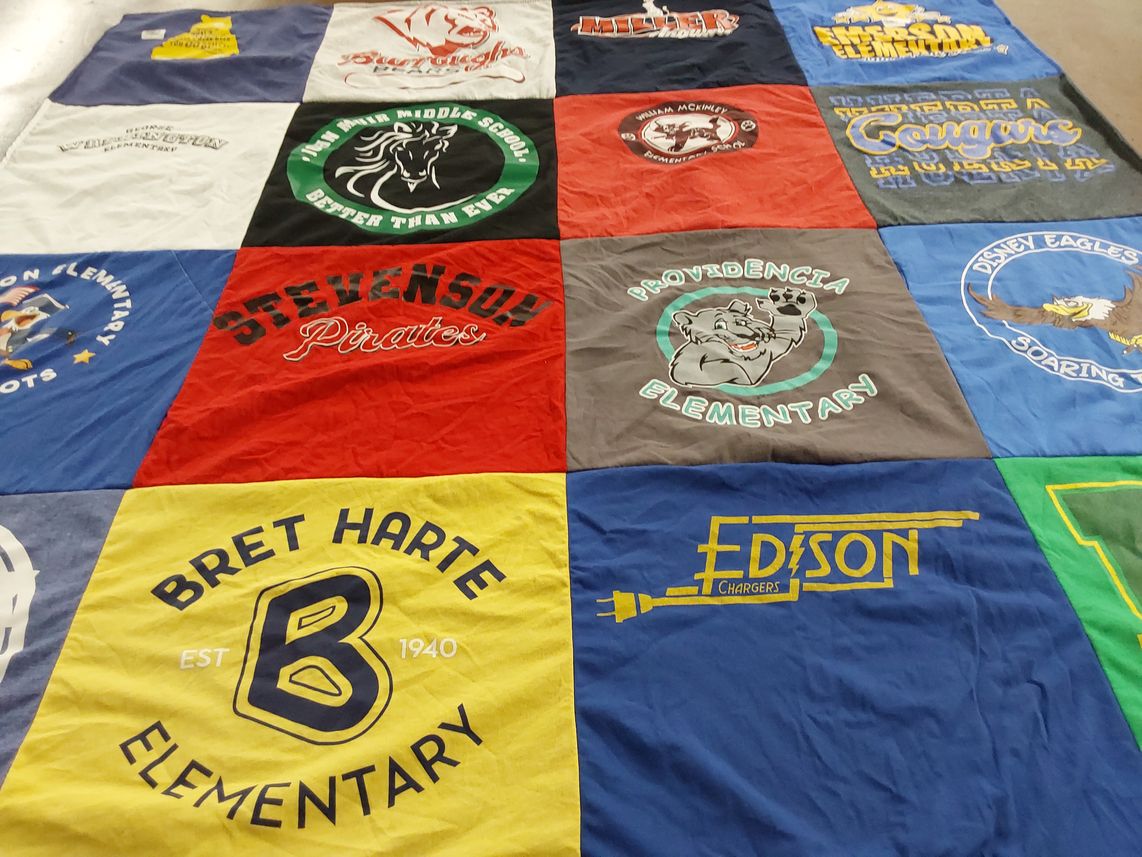 T-shirt quilt from bret harte elementary, providencia elementary by Wendi from CA