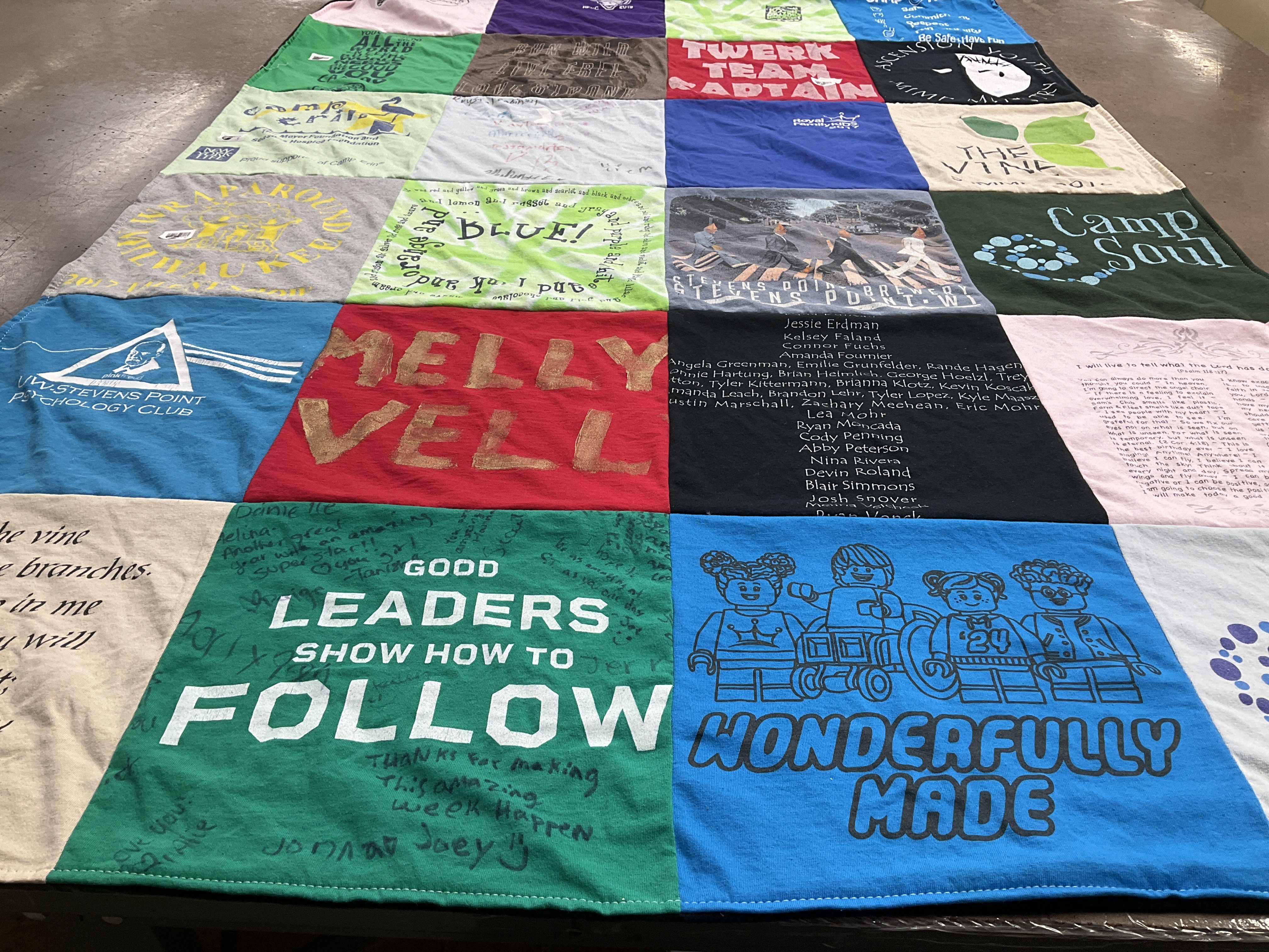 T-shirt quilt from university of wisconsin stevens point by Alie from WI