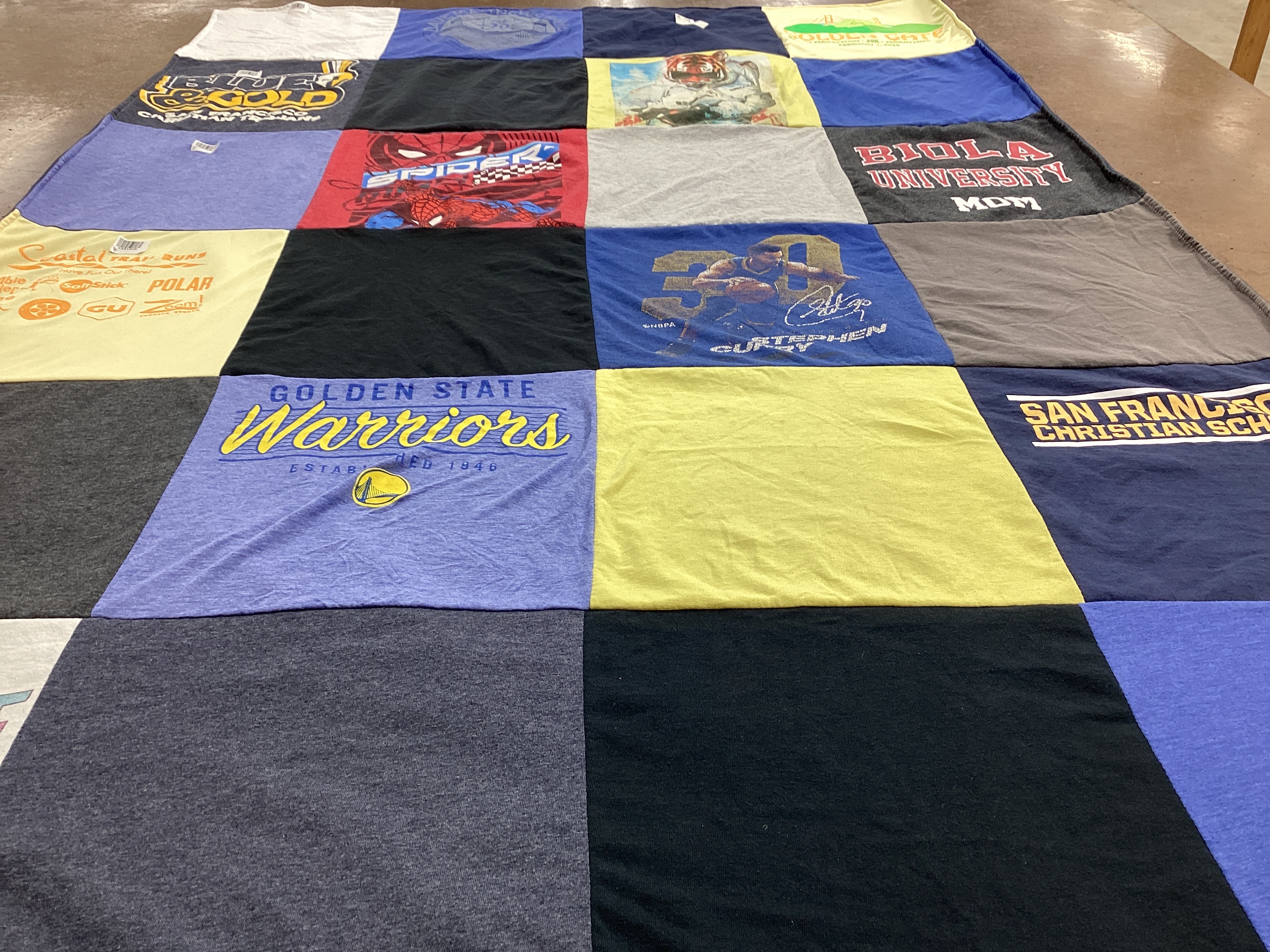 T-shirt quilt featuring golden state warriors by Suzanne from CA