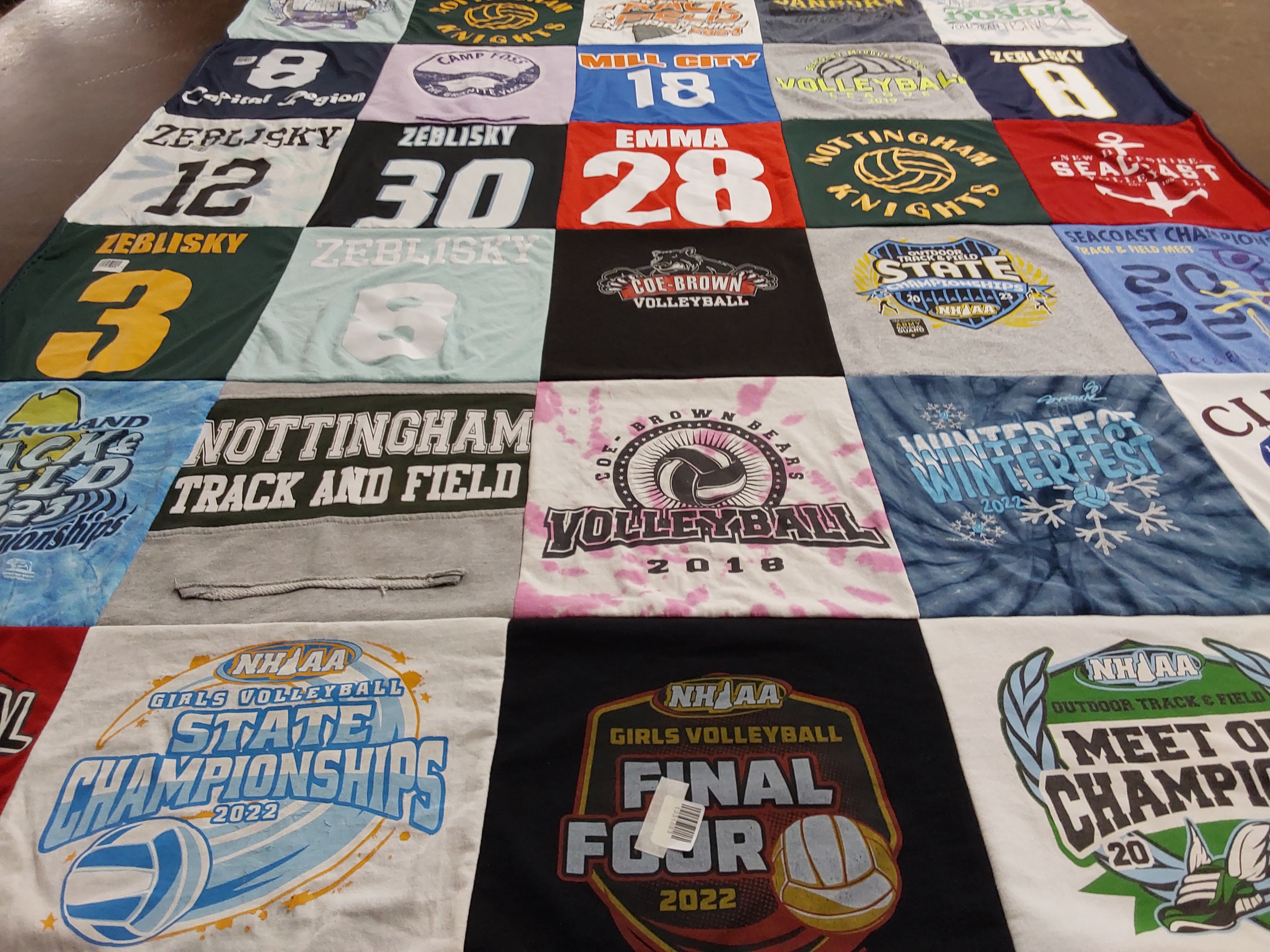 T-shirt quilt featuring nottingham knights, zeblisky volleyball by Muchele from NH