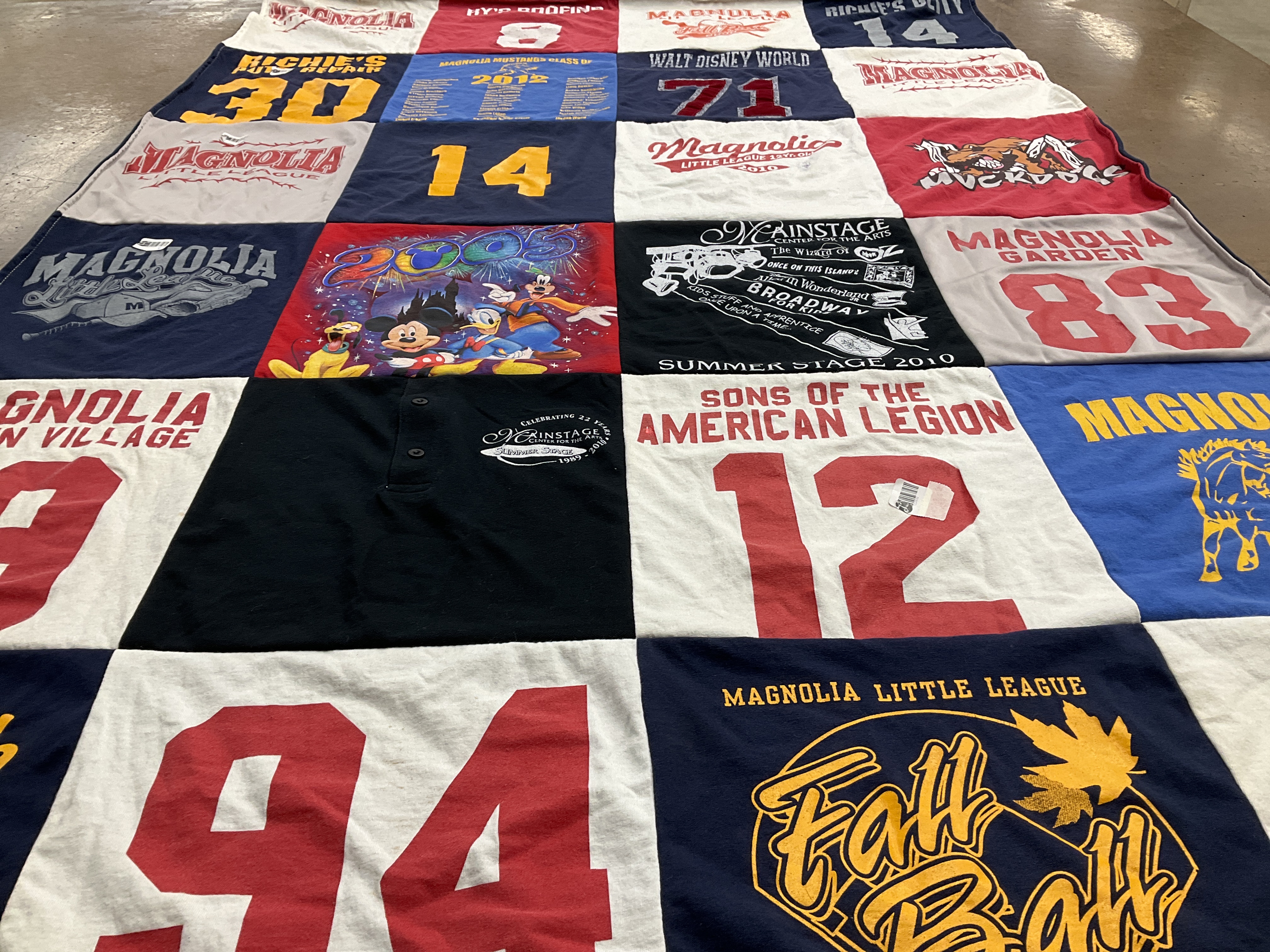 T-shirt quilt featuring magnolia little league by Pam from NJ