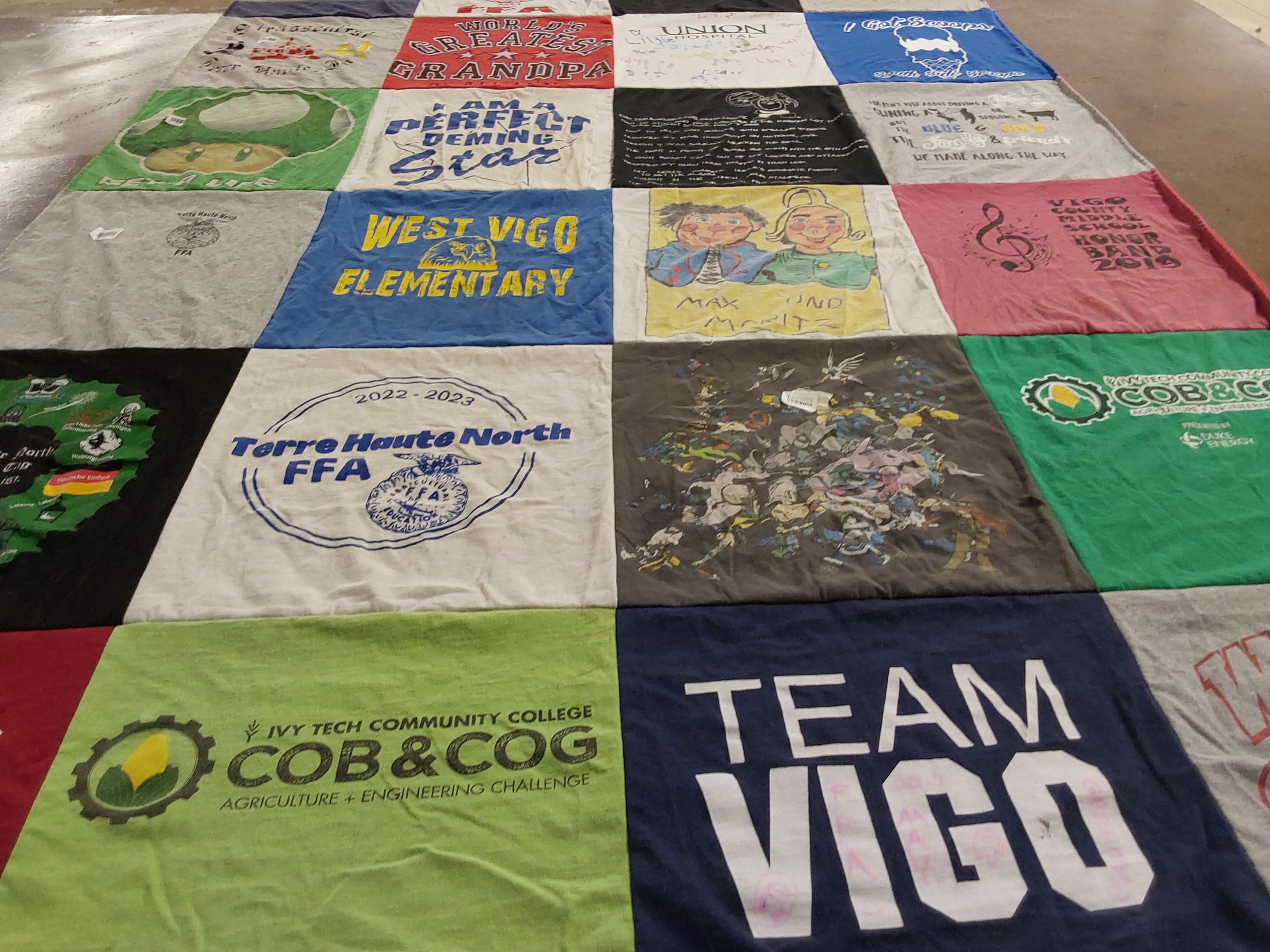 T-shirt quilt from terre haute north high school, ivy tech community college by Jennifer from IN