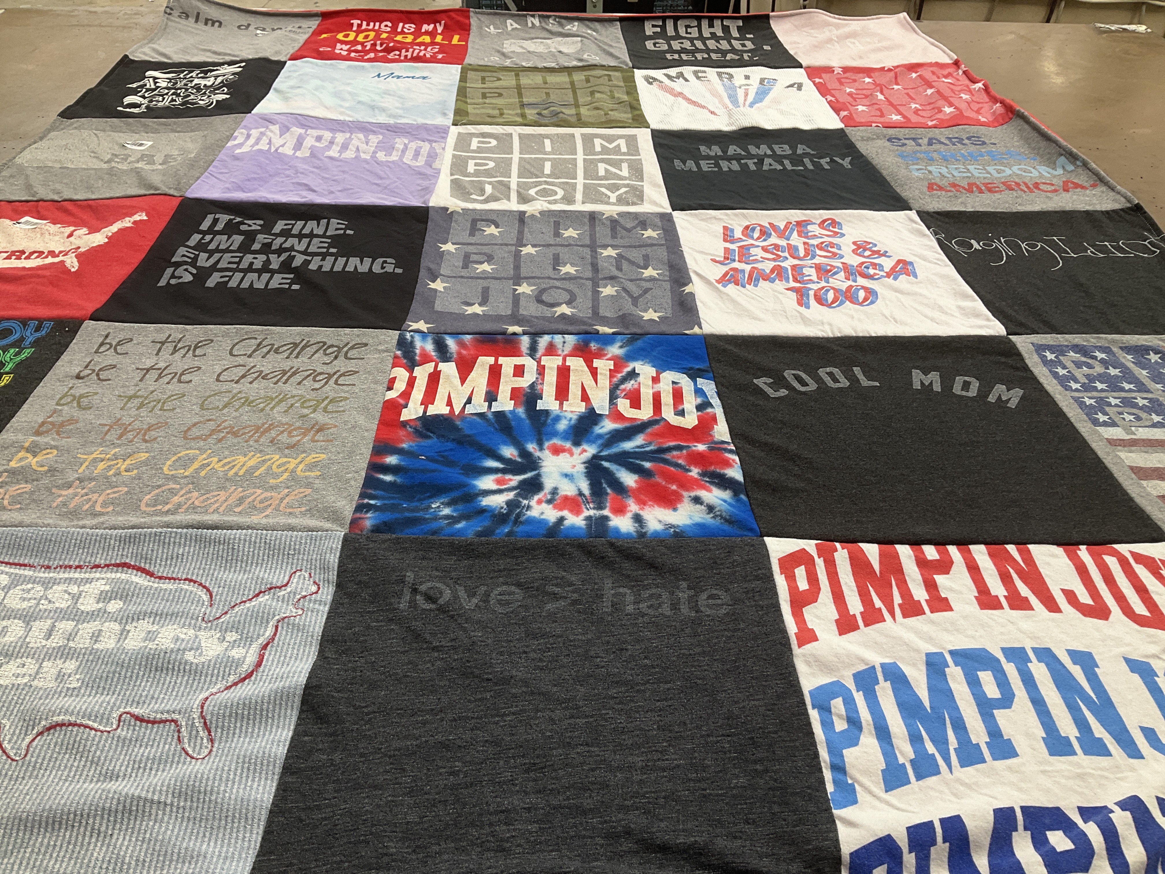 T-shirt quilt with motivation, faith themes by Alexis from KS
