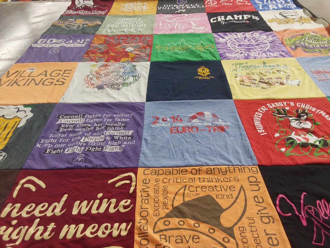 T-shirt quilt from cornell university by Kathleen from WI