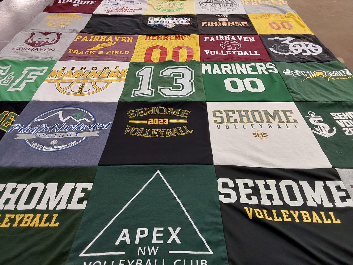 T-shirt quilt featuring sehome volleyball, fairhaven mariners by Flo from WA