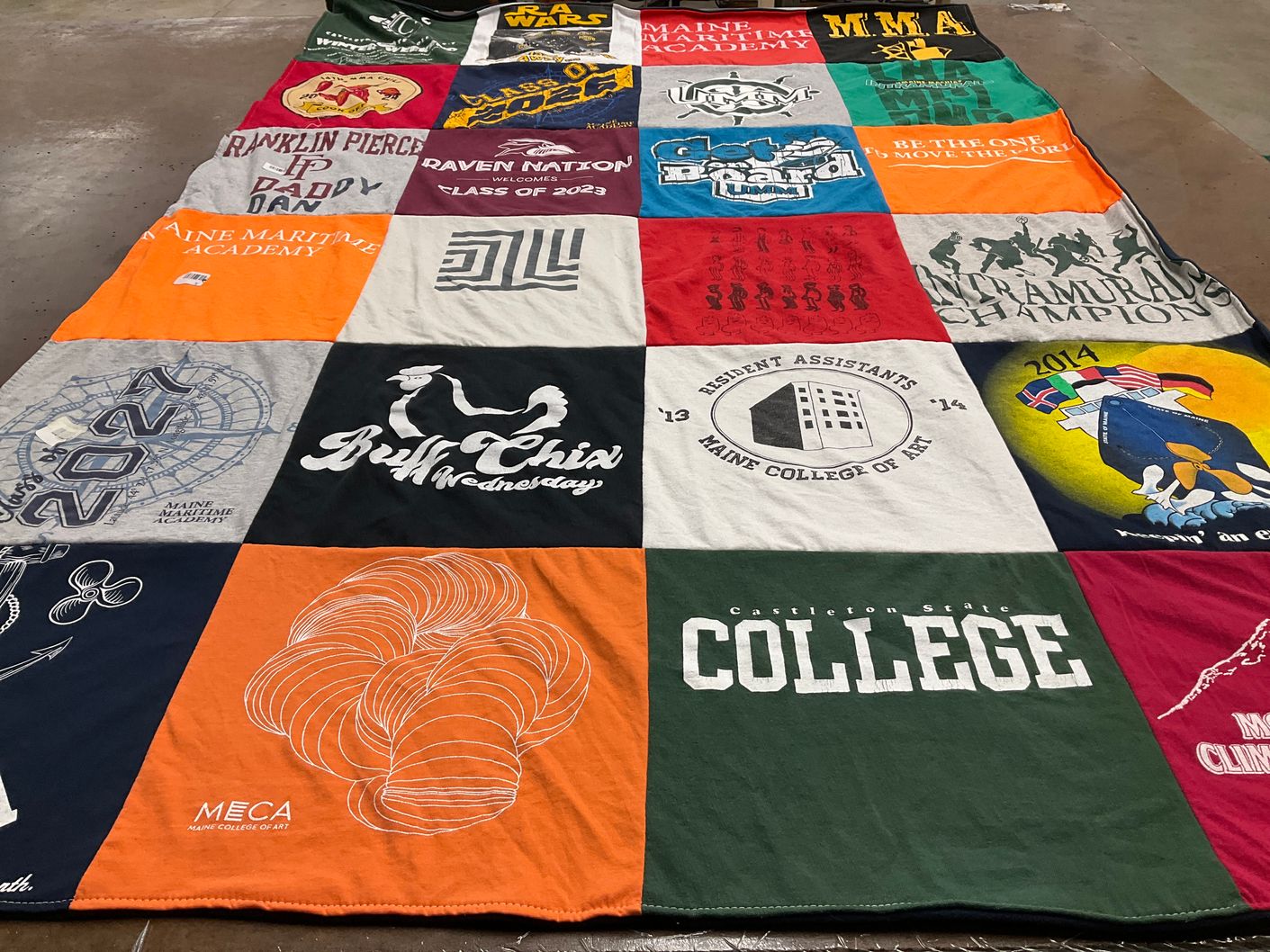 T-shirt quilt from fort lewis college, castleton state college by Dan from ME