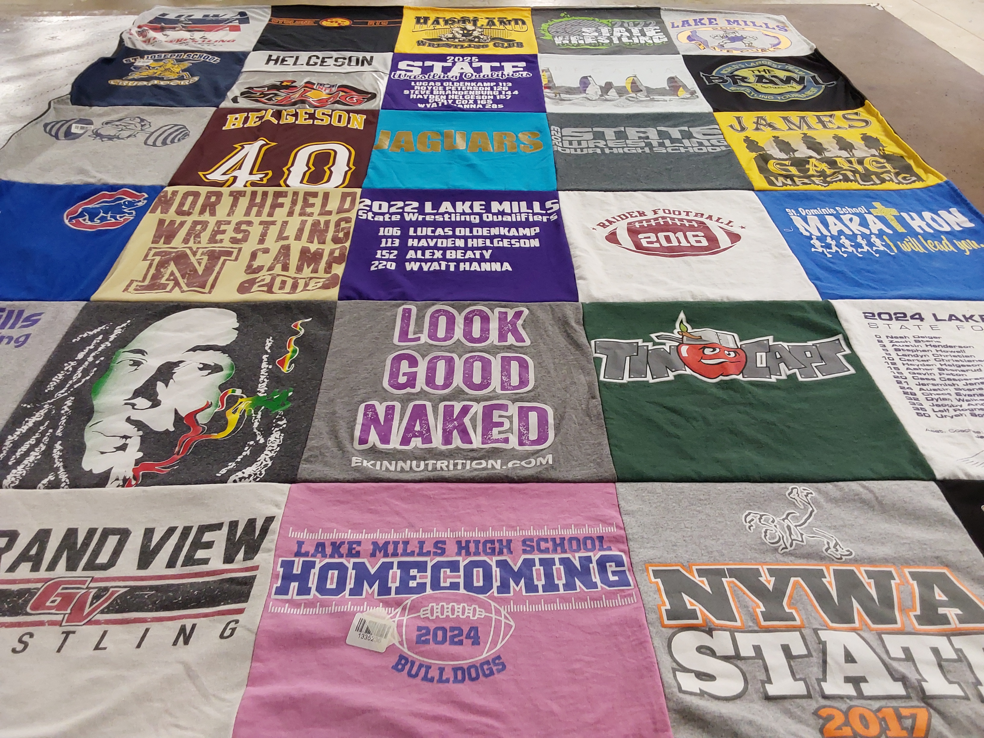 T-shirt quilt featuring lake mills high school bulldogs by Kelli  from IA