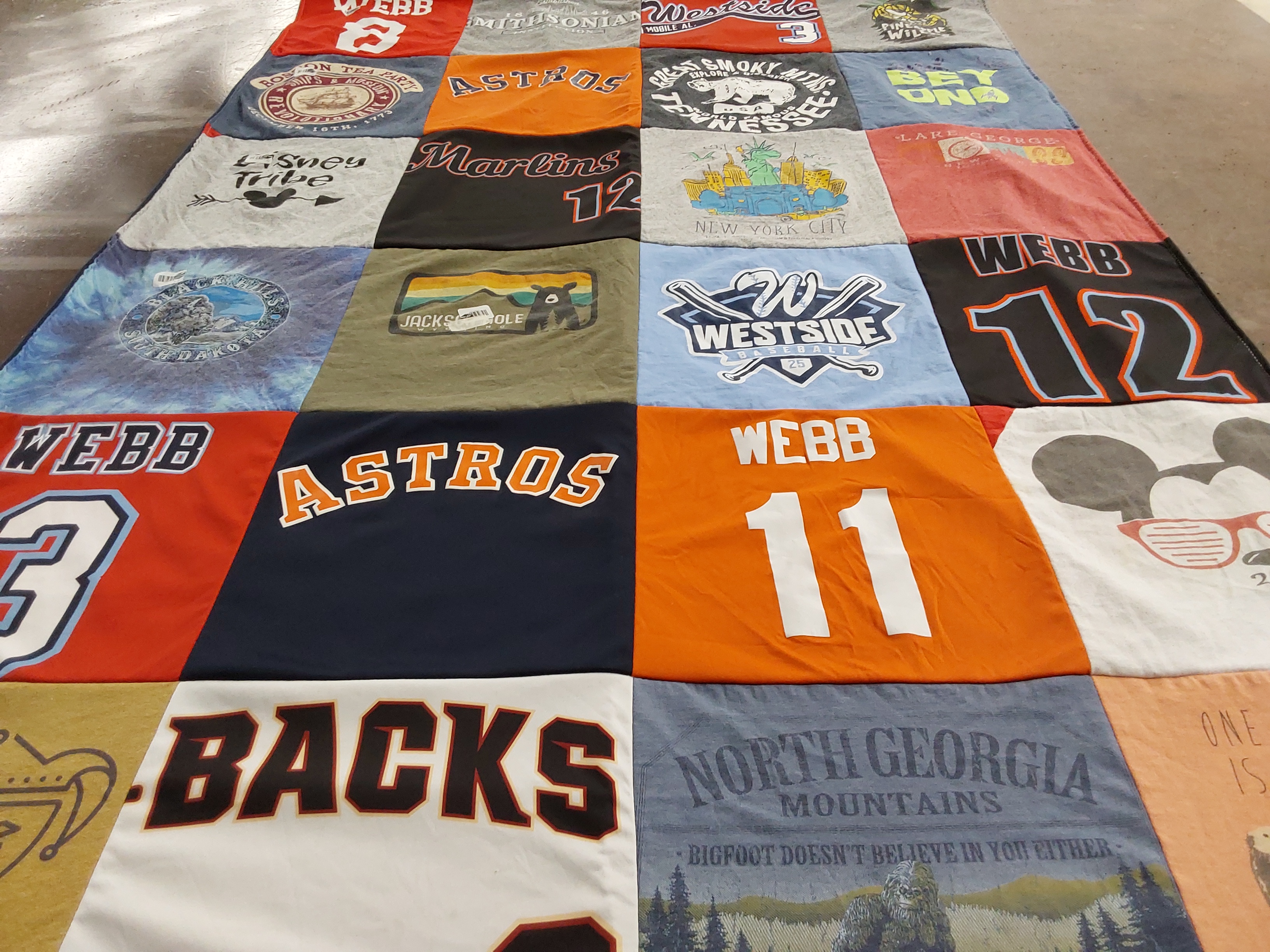 T-shirt quilt featuring astros, marlins by Jennilyn from AL