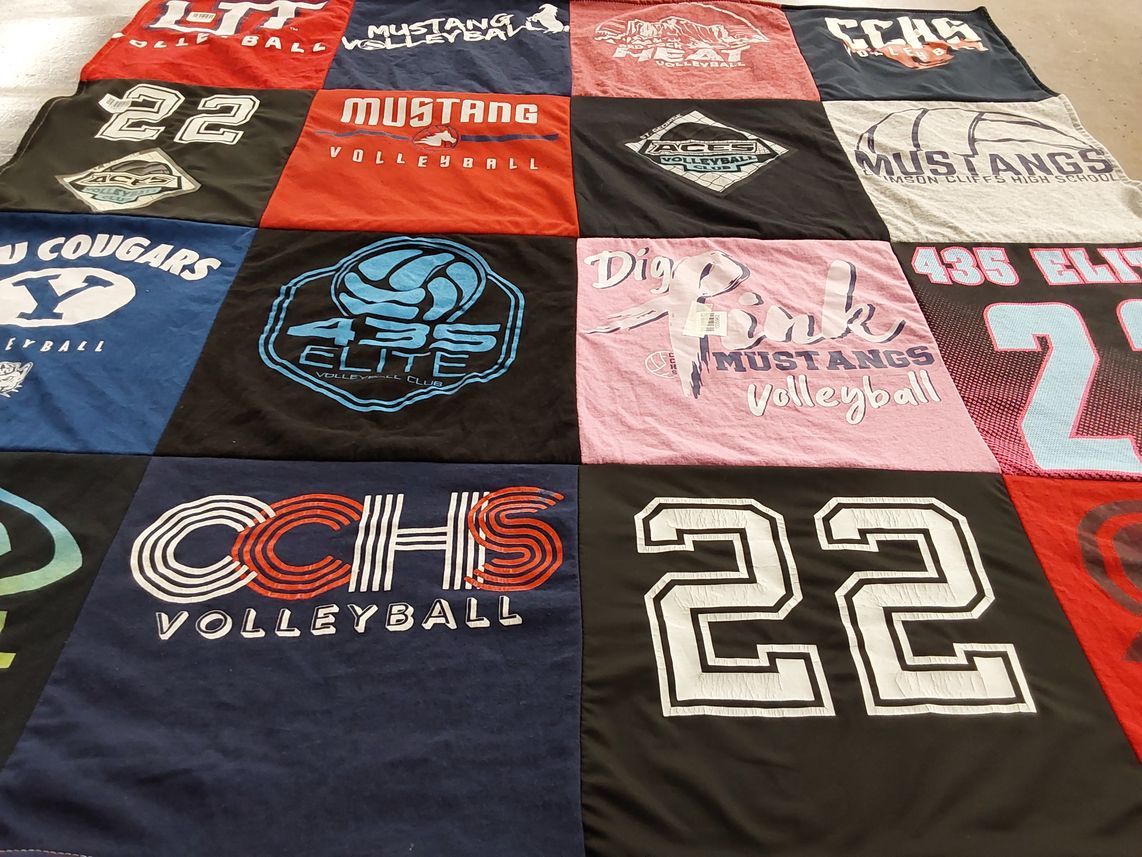 T-shirt quilt featuring 435 elite volleyball club by Jaelyn from UT