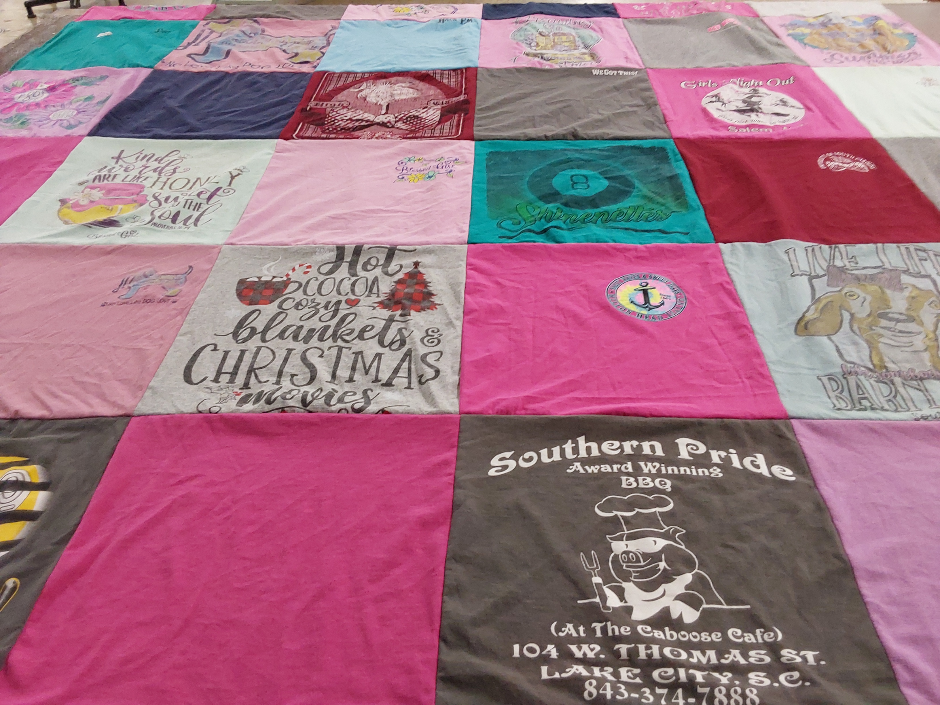 T-shirt quilt with southern culture, bbq themes by Jennifer from SC