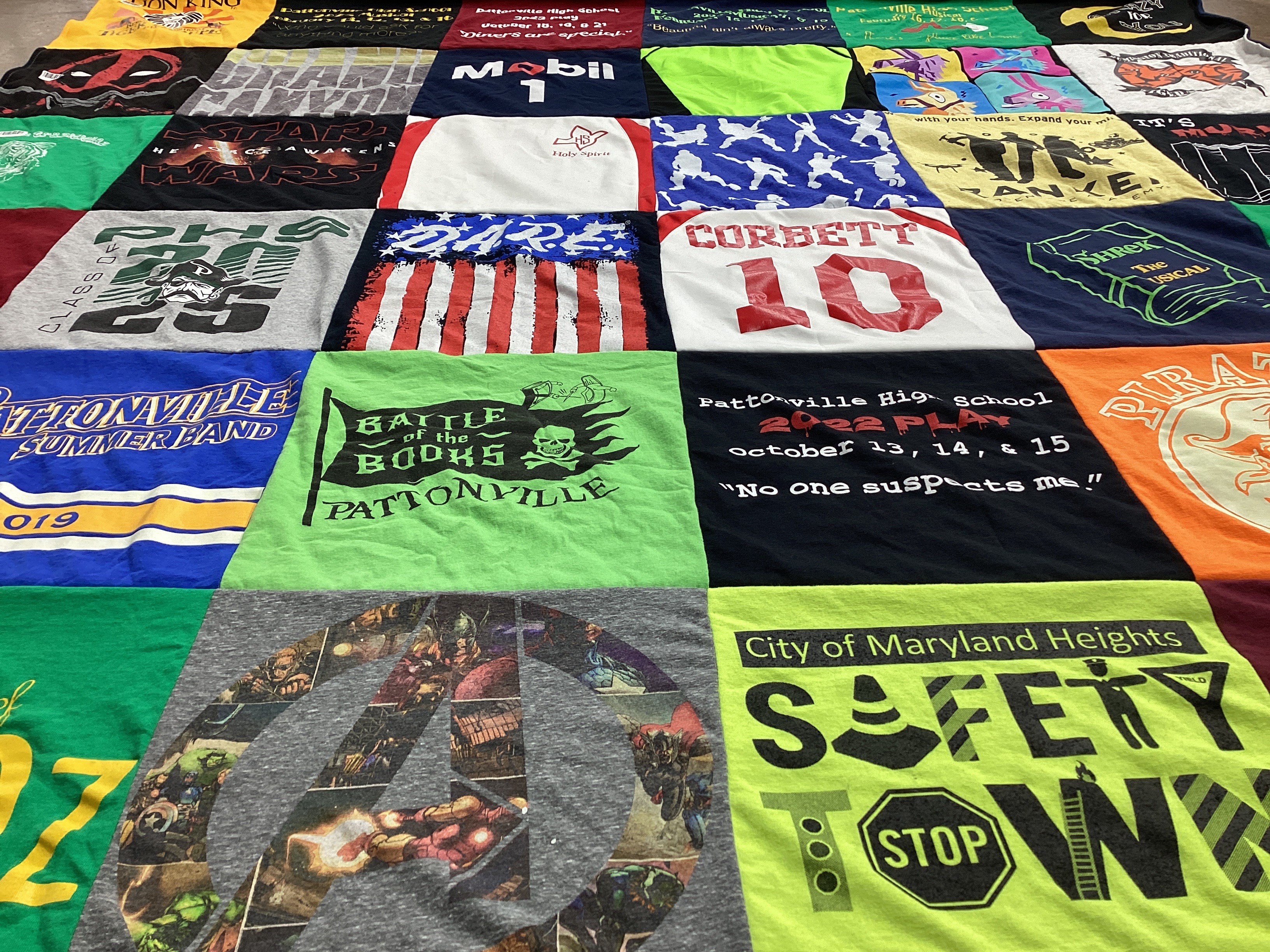 T-shirt quilt featuring pattonville pirates by Karen from MO