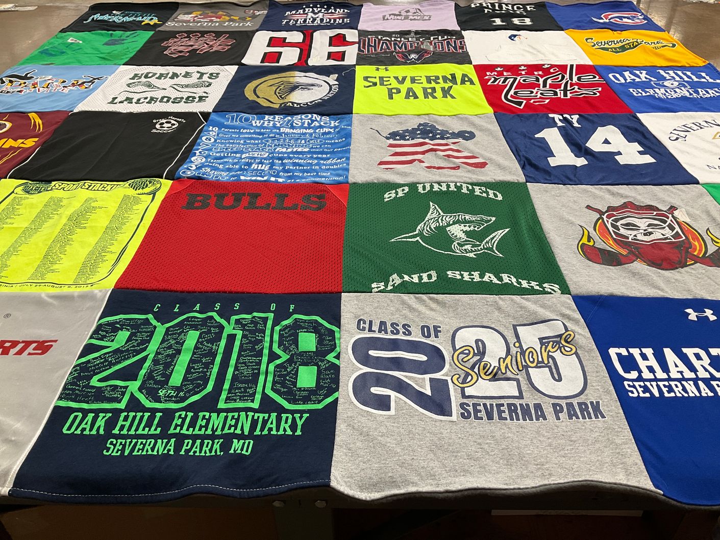 T-shirt quilt featuring sp united sand sharks by Lauri from MD