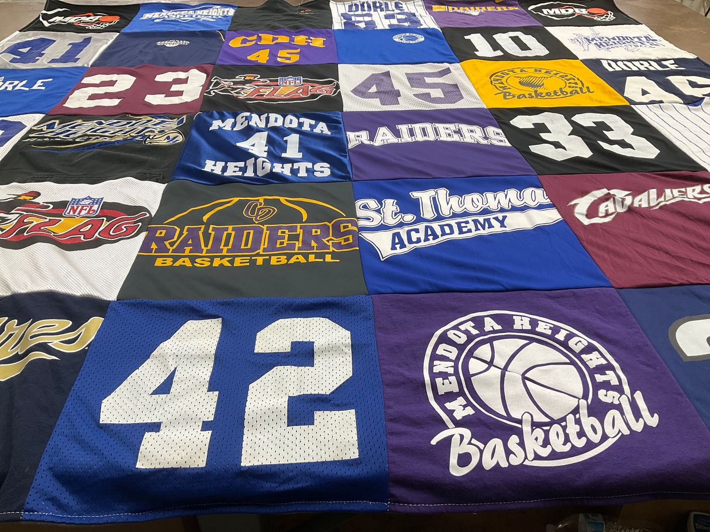 T-shirt quilt featuring mendota heights basketball, raiders basketball by Dianne from MN