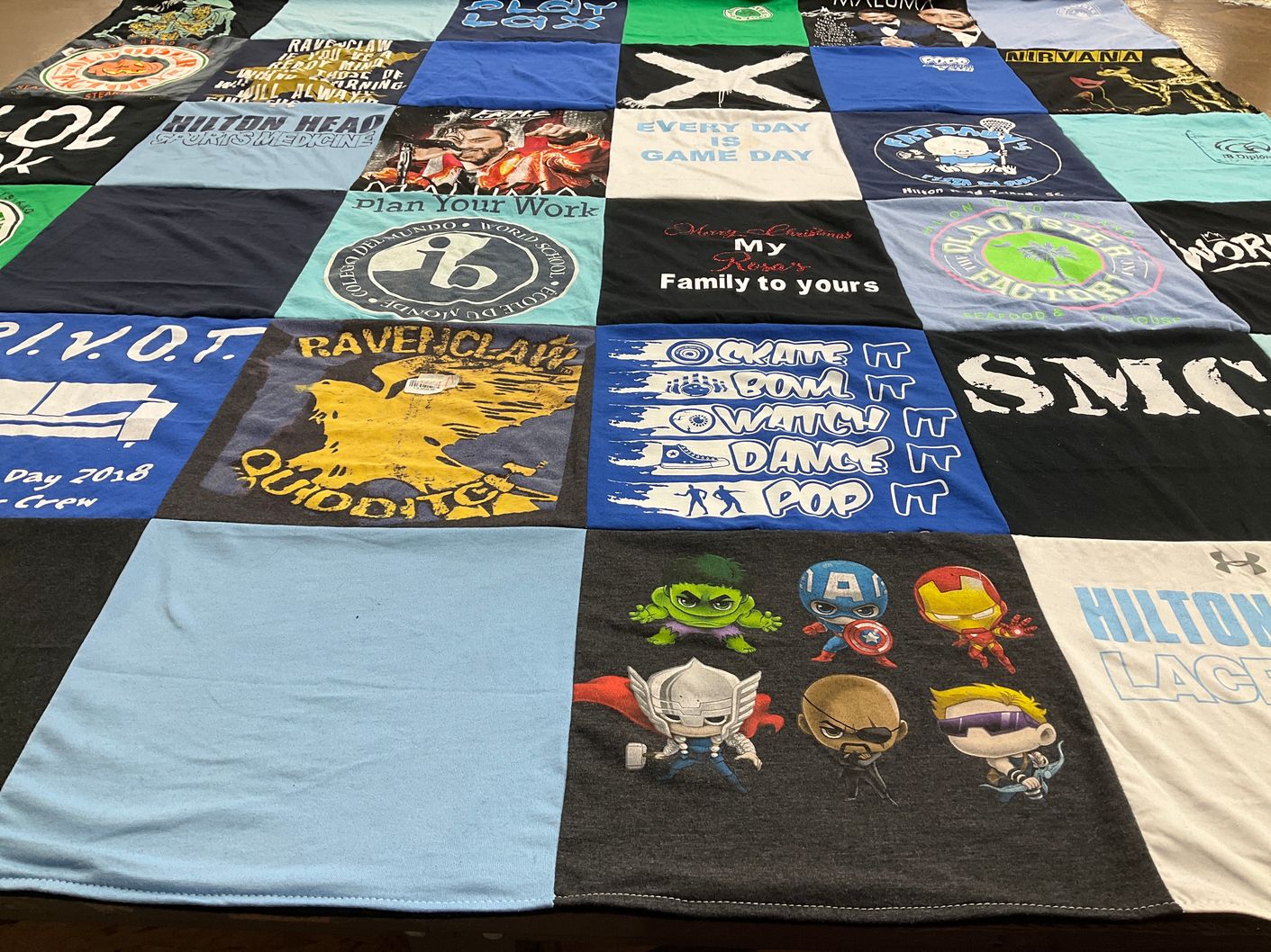 T-shirt quilt with harry potter, superheroes themes by Amairany from SC