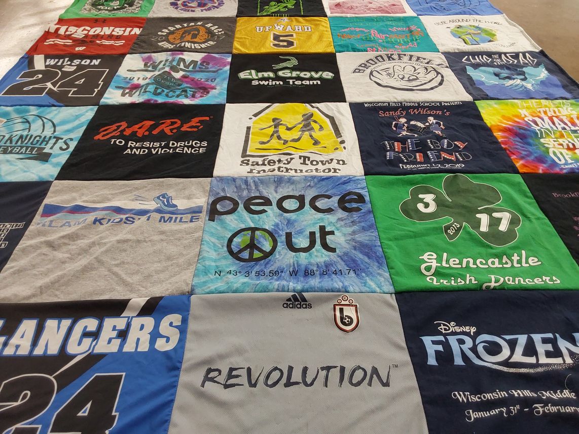 T-shirt quilt featuring glencastle dance team by Rebecca from WI
