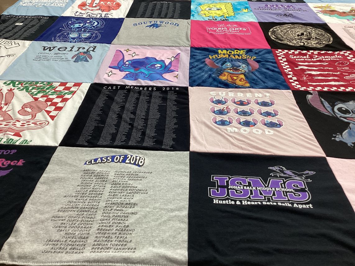 T-shirt quilt from jonas salk middle school by Caroline from SC