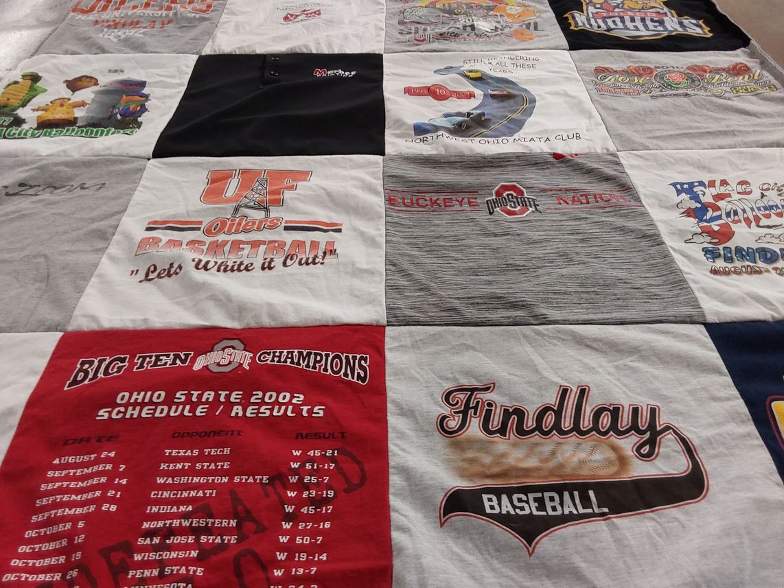 T-shirt quilt featuring ohio state buckeyes by Teresa from OH