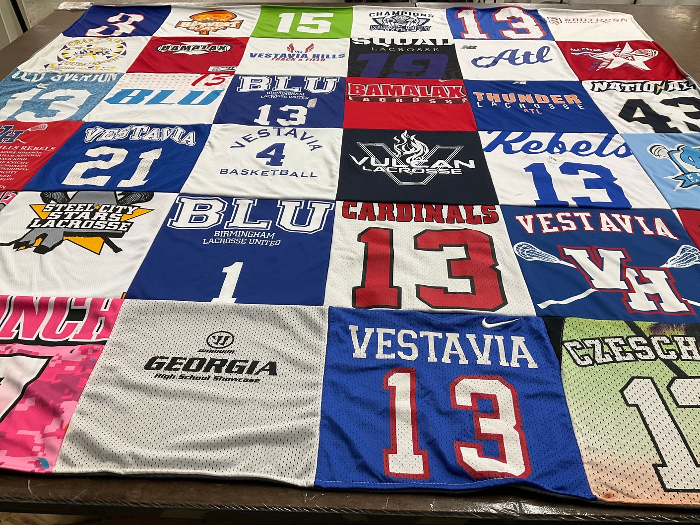 T-shirt quilt featuring vestavia hills high school, birmingham lacrosse united by Nichole from AL