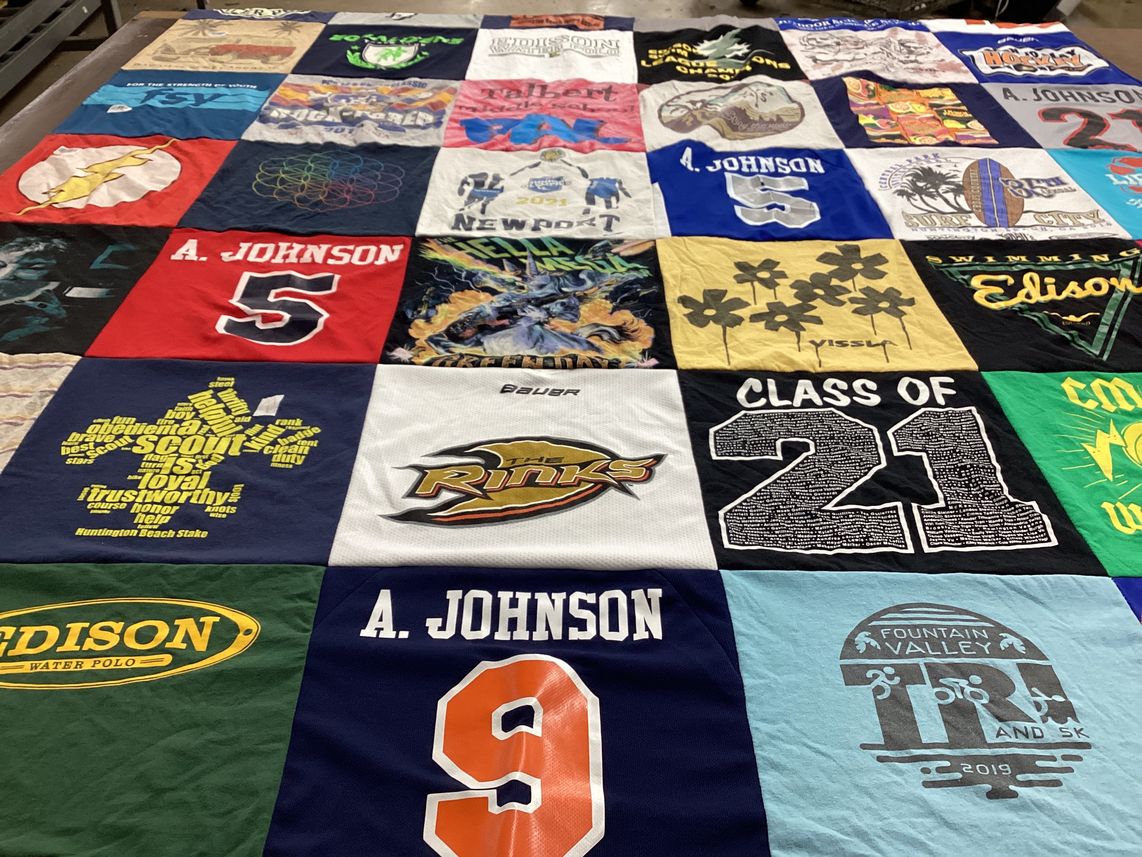 T-shirt quilt featuring fountain valley tri and 5k by Jennifer from CA