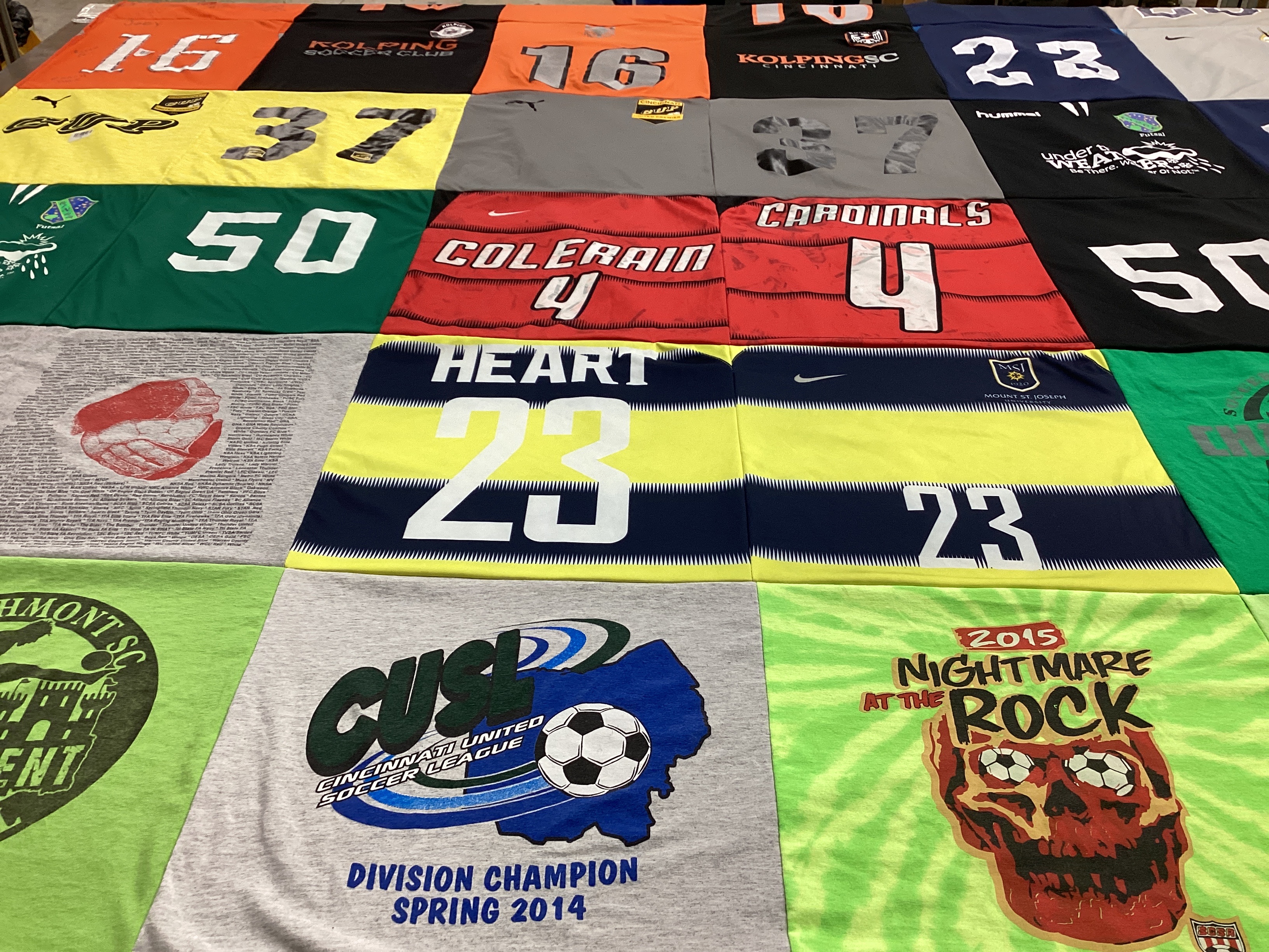 T-shirt quilt with soccer themes by Nicky from OH