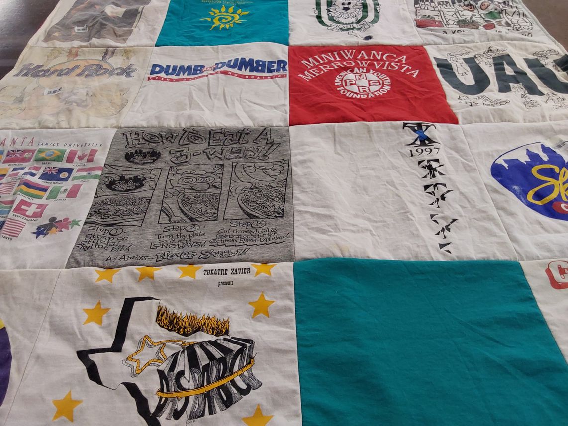 T-shirt quilt from santa family university, theatre xavier by Jaclyn from TX
