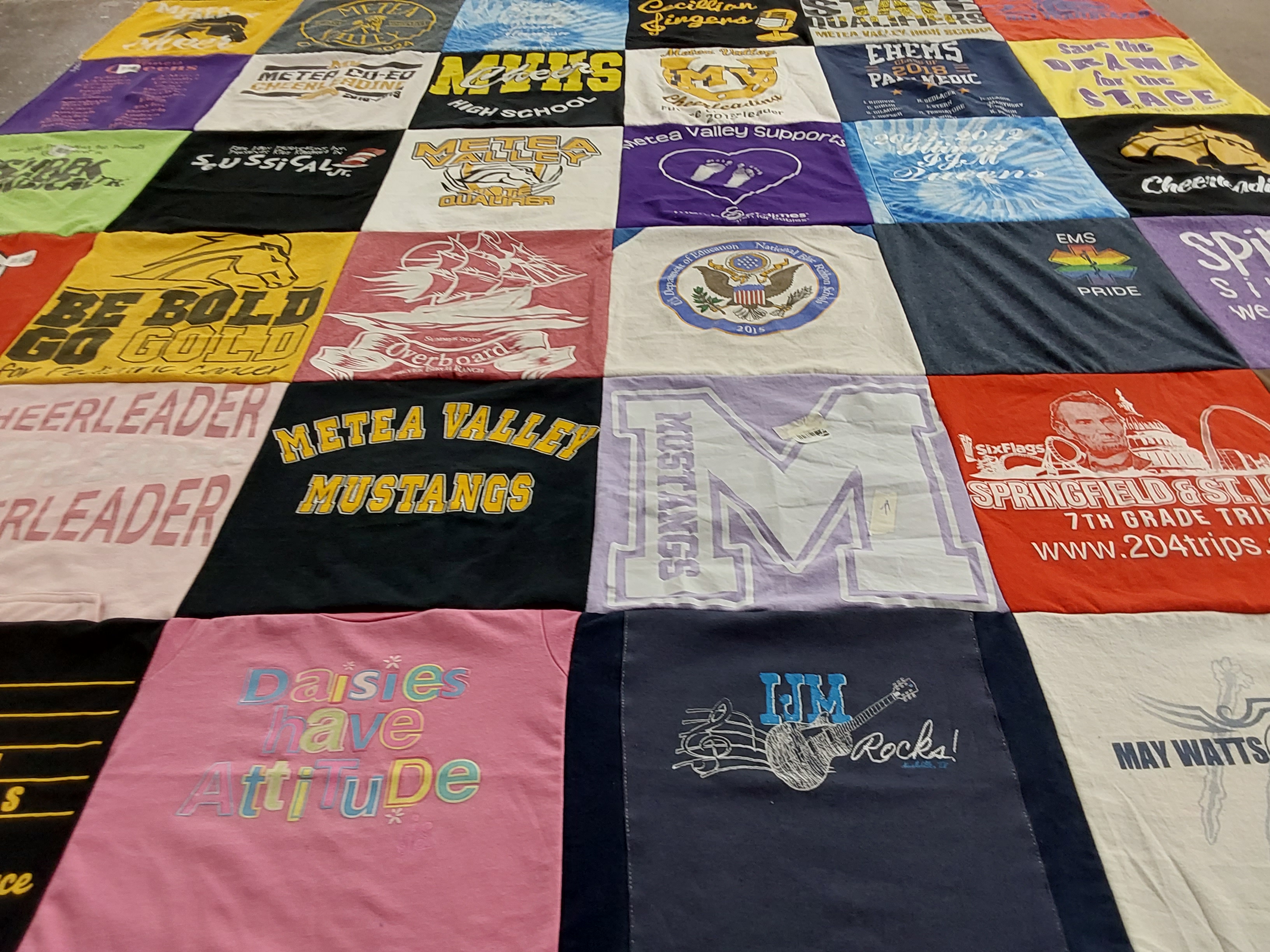 T-shirt quilt featuring metea valley mustangs by Tinamarie from IL