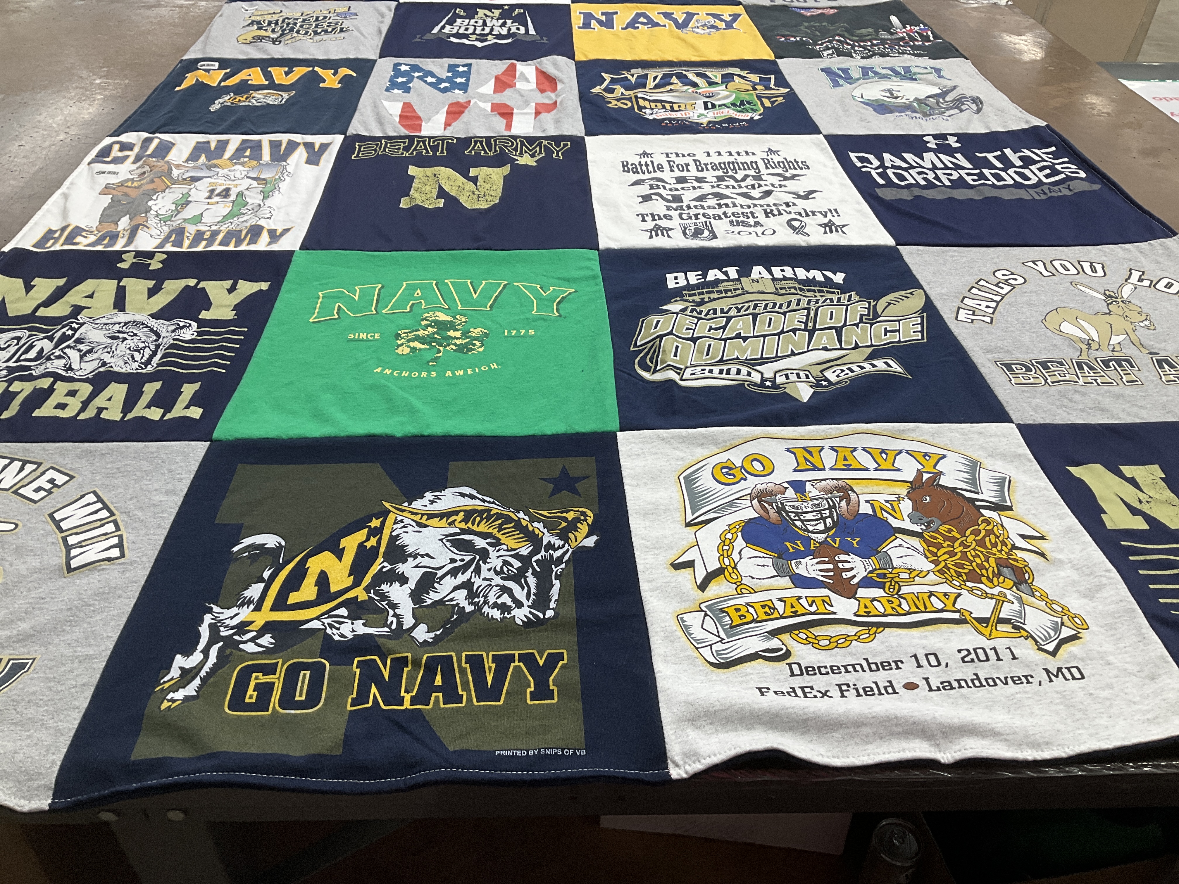 T-shirt quilt featuring navy football by Janet from MD