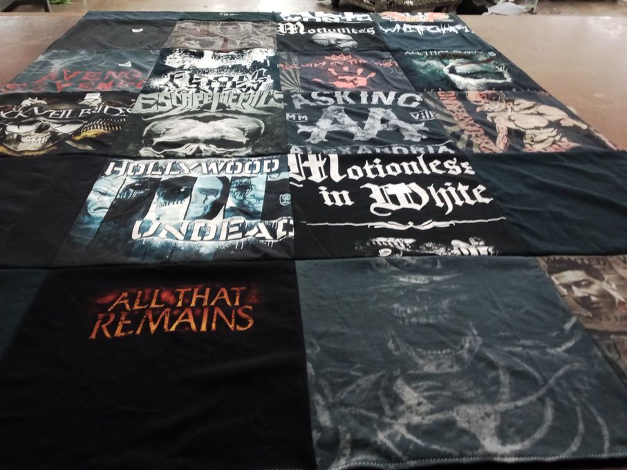 T-shirt quilt with music, rock themes by ELLERY from TN