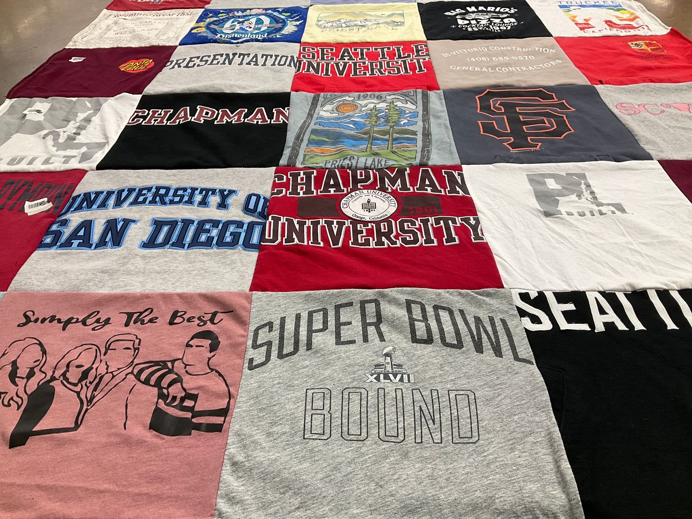 T-shirt quilt from chapman university, university of san diego by Olivia from CA