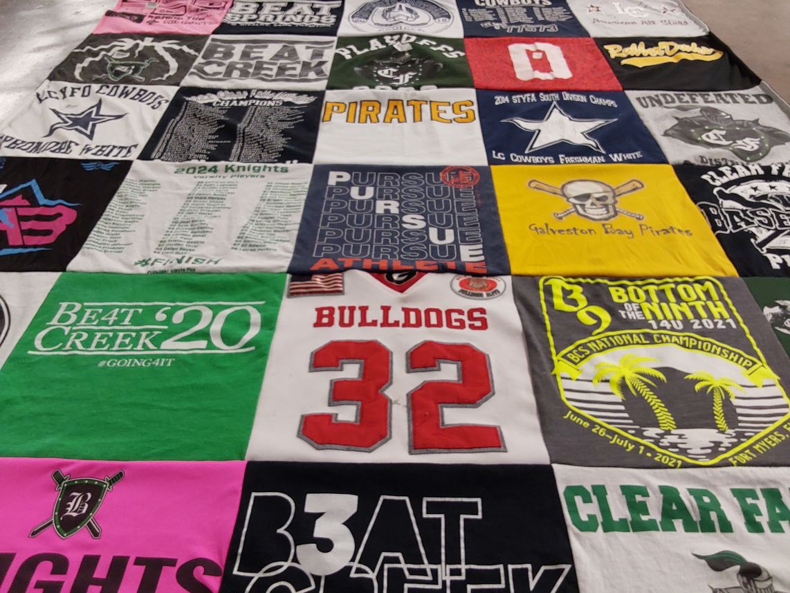 T-shirt quilt featuring bulldogs, cowboys by Carla from TX