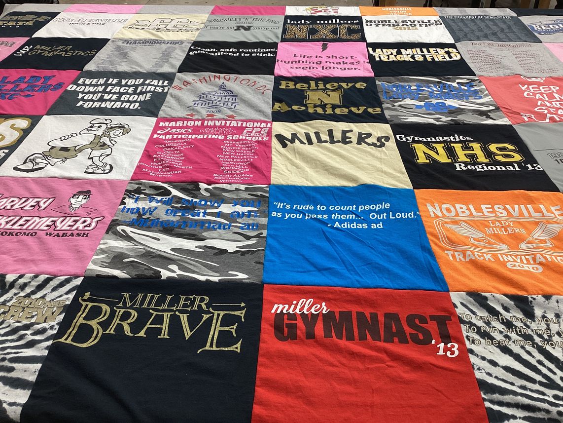 T-shirt quilt featuring noblesville lady millers by Brooke from IN