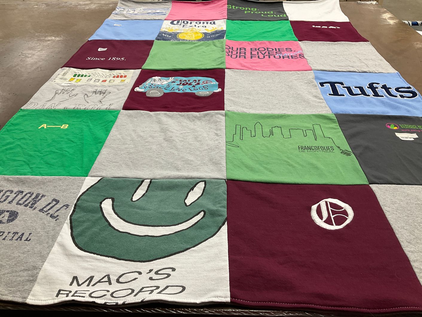 T-shirt quilt from tufts university by Paula from NY